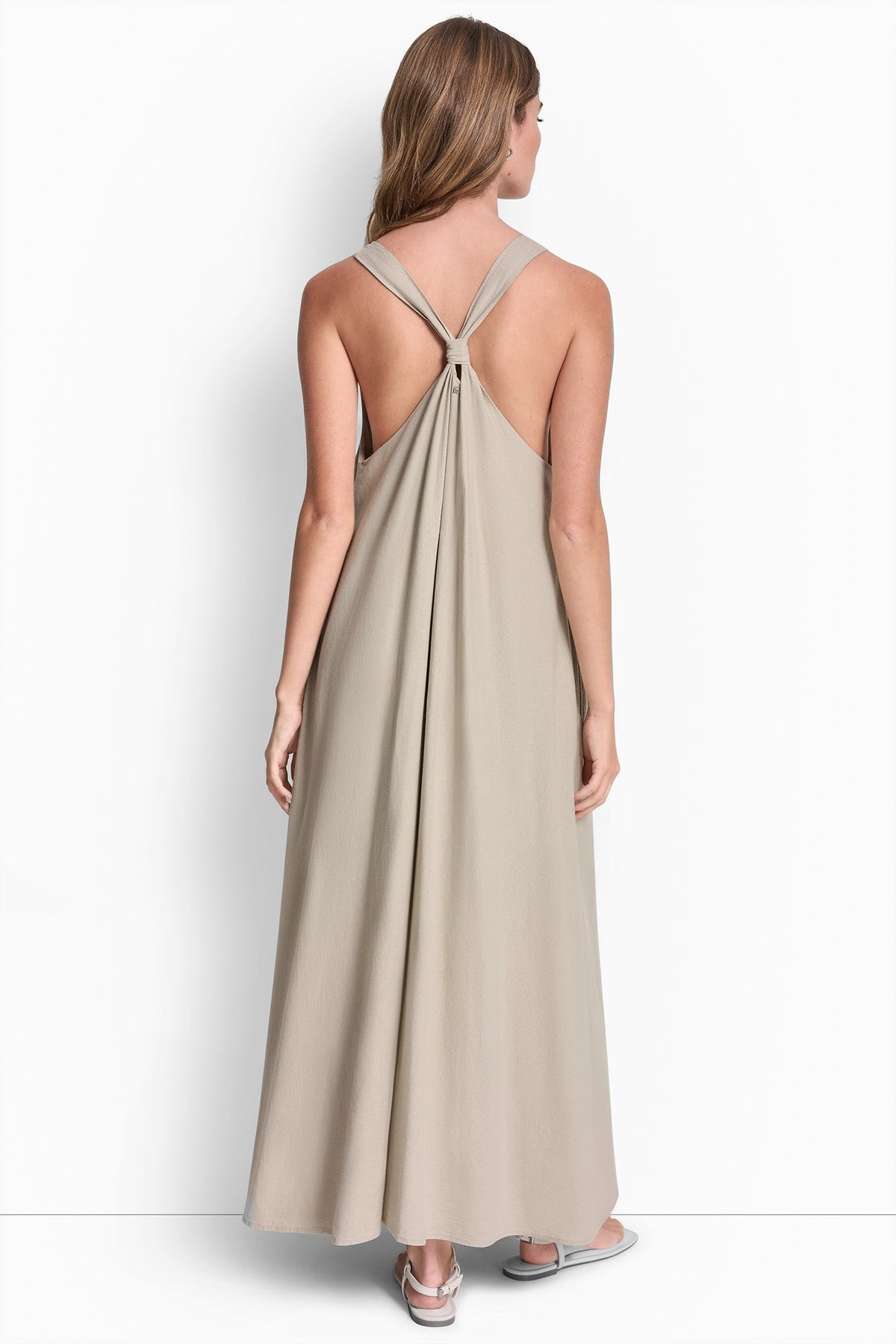 LINEN-BLEND TIE BACK MAXI DRESS VIEW 2