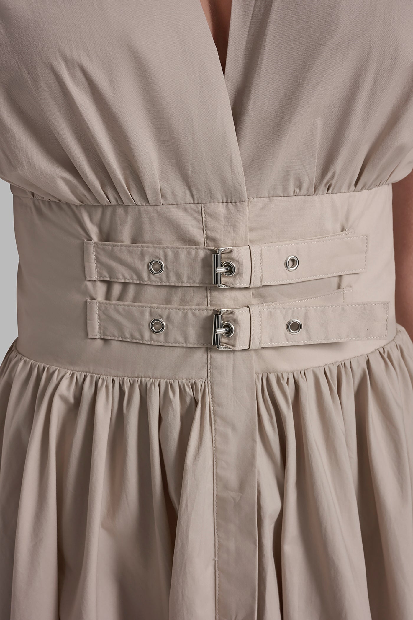 SMOCKED MIDI DRESS WITH BUCKLE VIEW 7 | Clothing