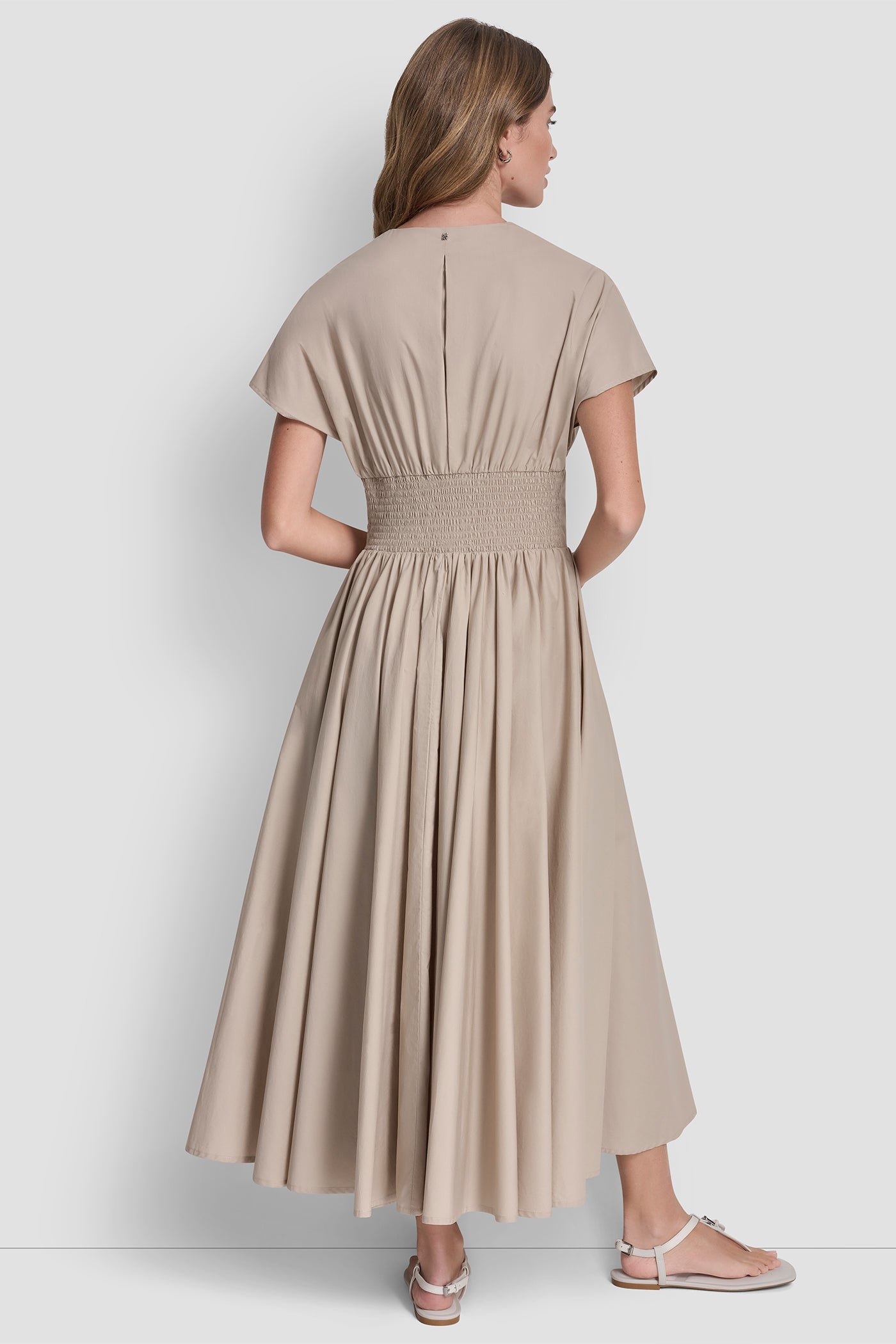 SMOCKED MIDI DRESS WITH BUCKLE VIEW 3 | Clothing