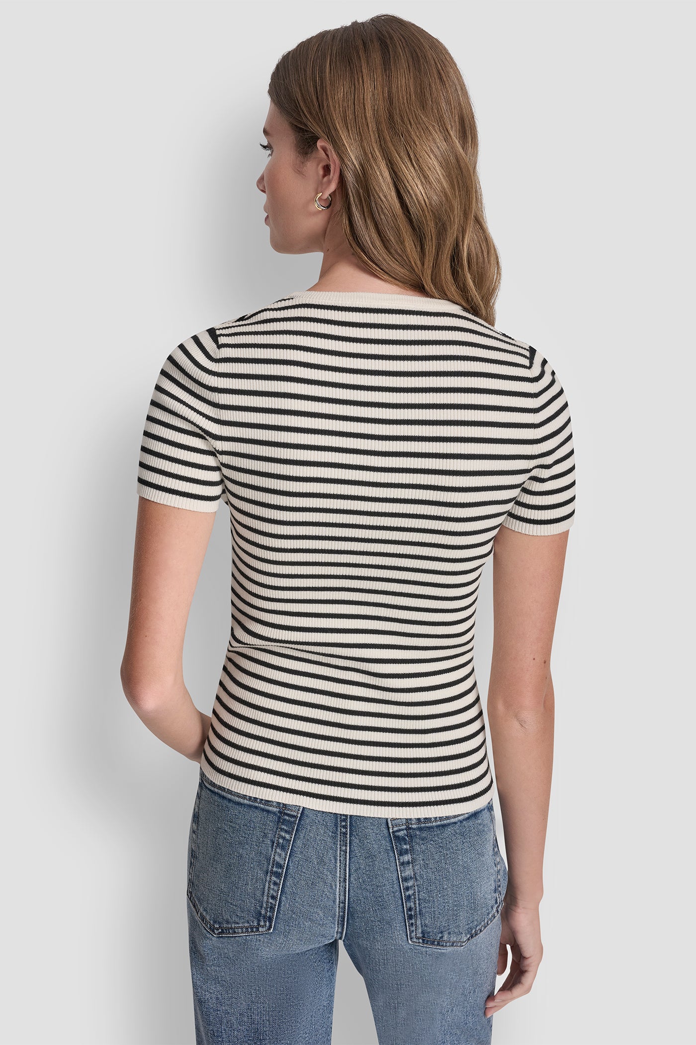 CREW NECK STRIPED TEE VIEW 3 | Tees & Tanks