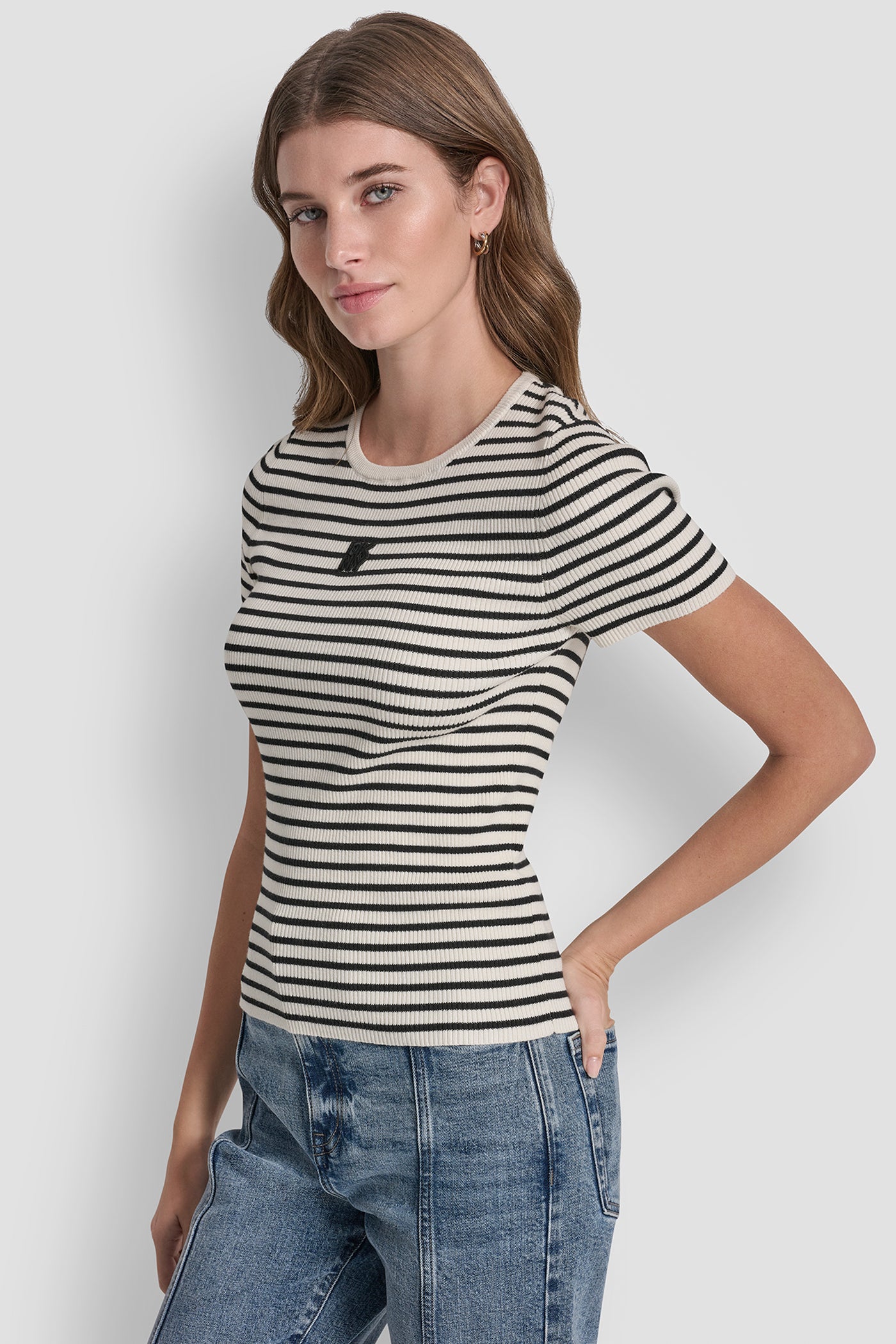 CREW NECK STRIPED TEE VIEW 2 | Tees & Tanks