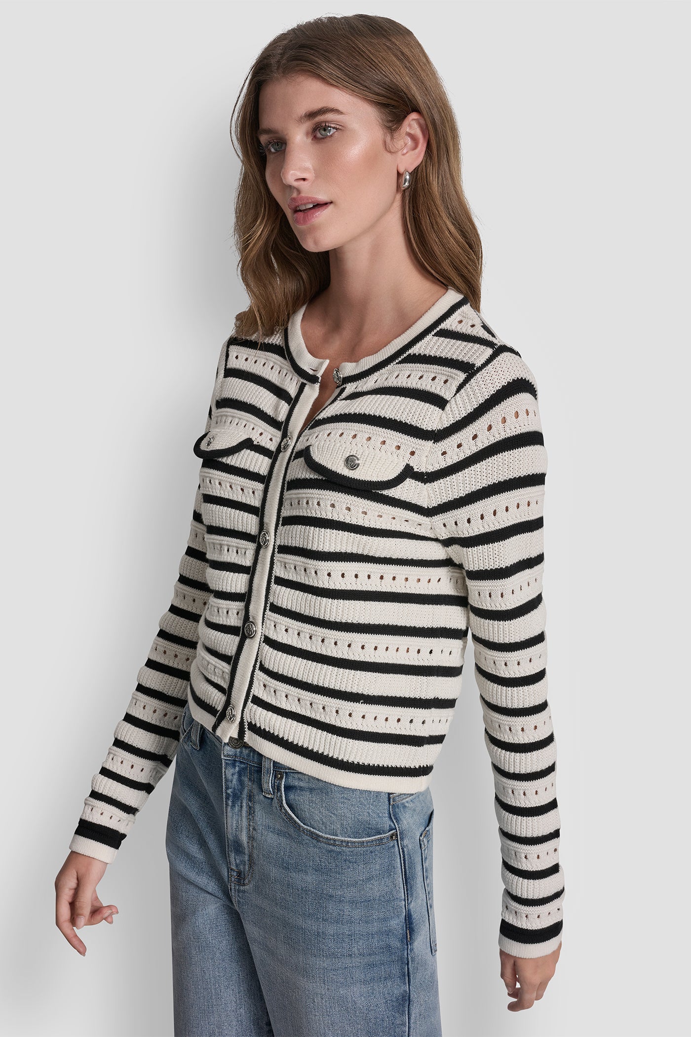 POINTELLE STRIPED CARDIGAN VIEW 4 | All Products