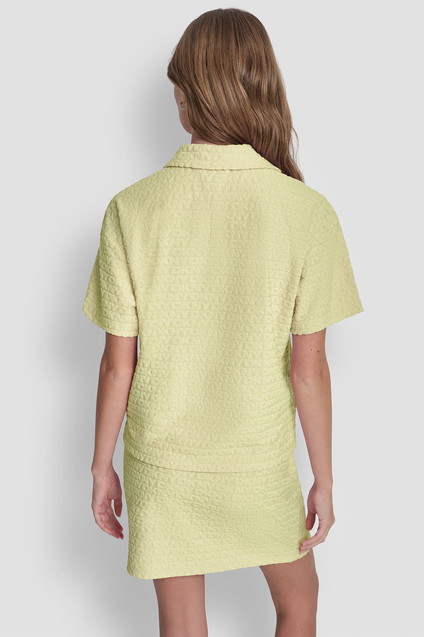 Lemon Light LOGO JACQUARD BOXY POLO TEE, BACK VIEW | Under $75
