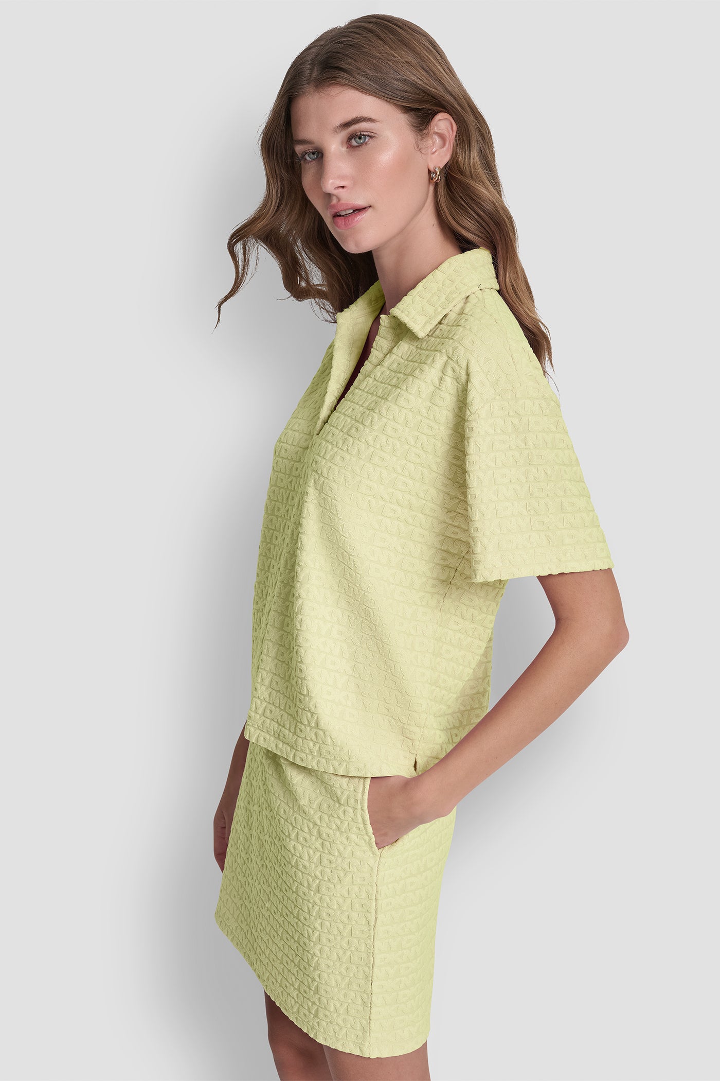 LOGO JACQUARD BOXY POLO TEE VIEW 3 | Under $75