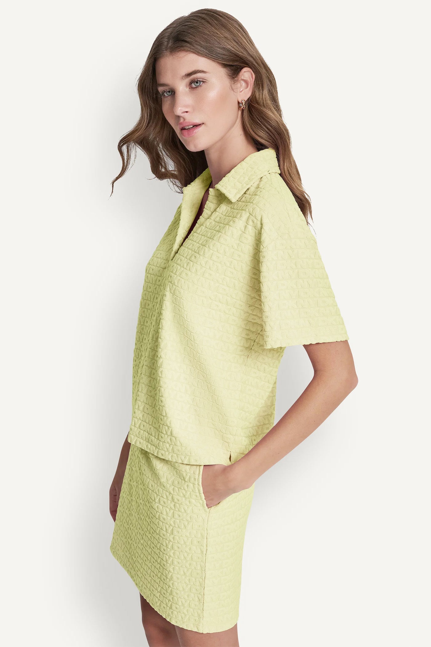 LOGO JACQUARD BOXY POLO TEE VIEW 4 | Gifts Under $100