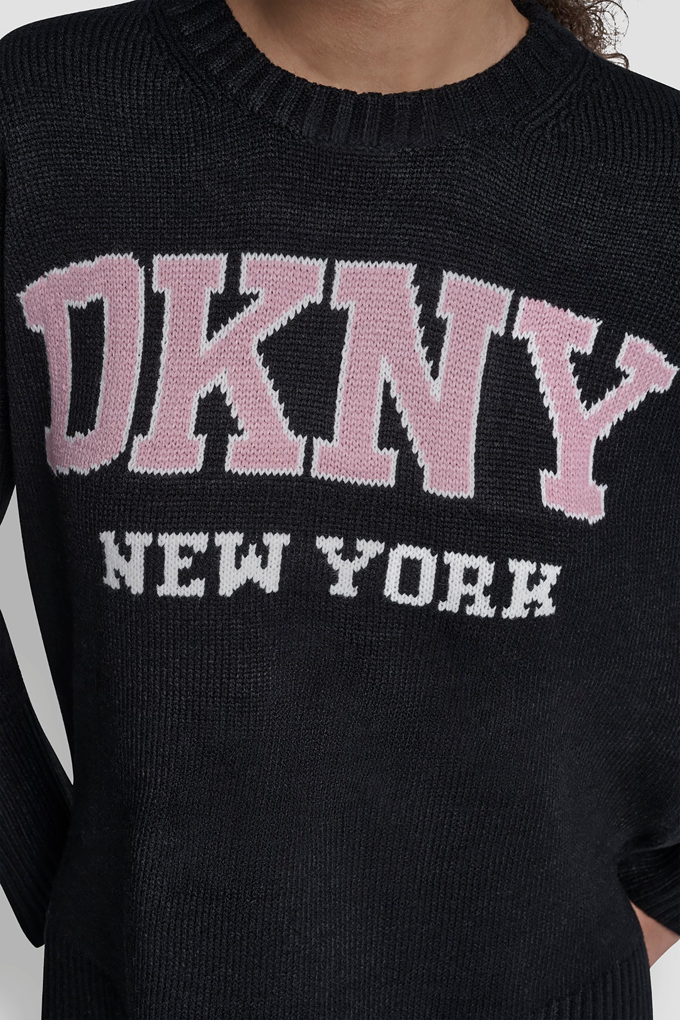 VARSITY LOGO INTARSIA CREW NECK RELAXED SWEATER VIEW 6 | DKNY JEANS