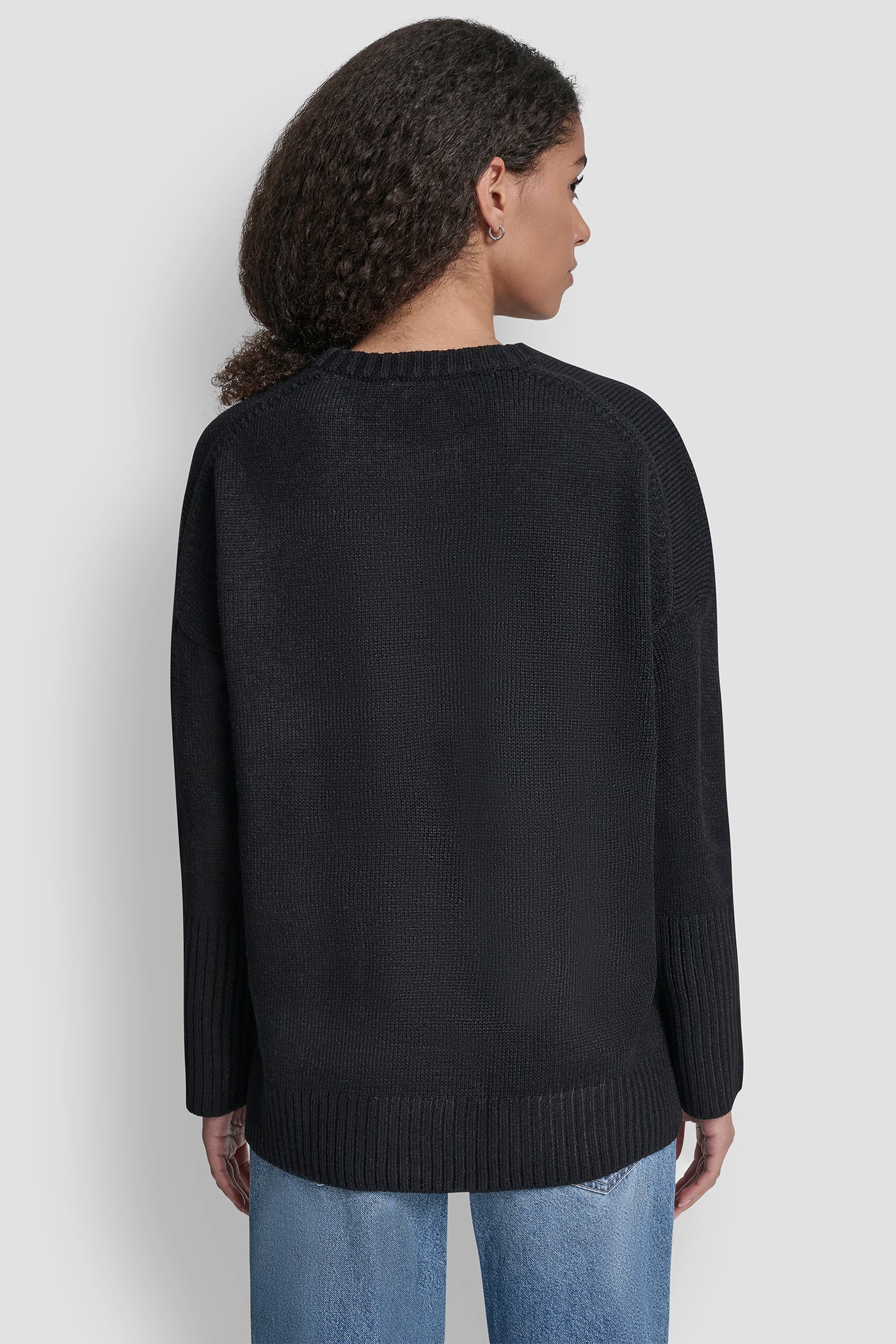 VARSITY LOGO INTARSIA CREW NECK RELAXED SWEATER VIEW 4 | DKNY JEANS