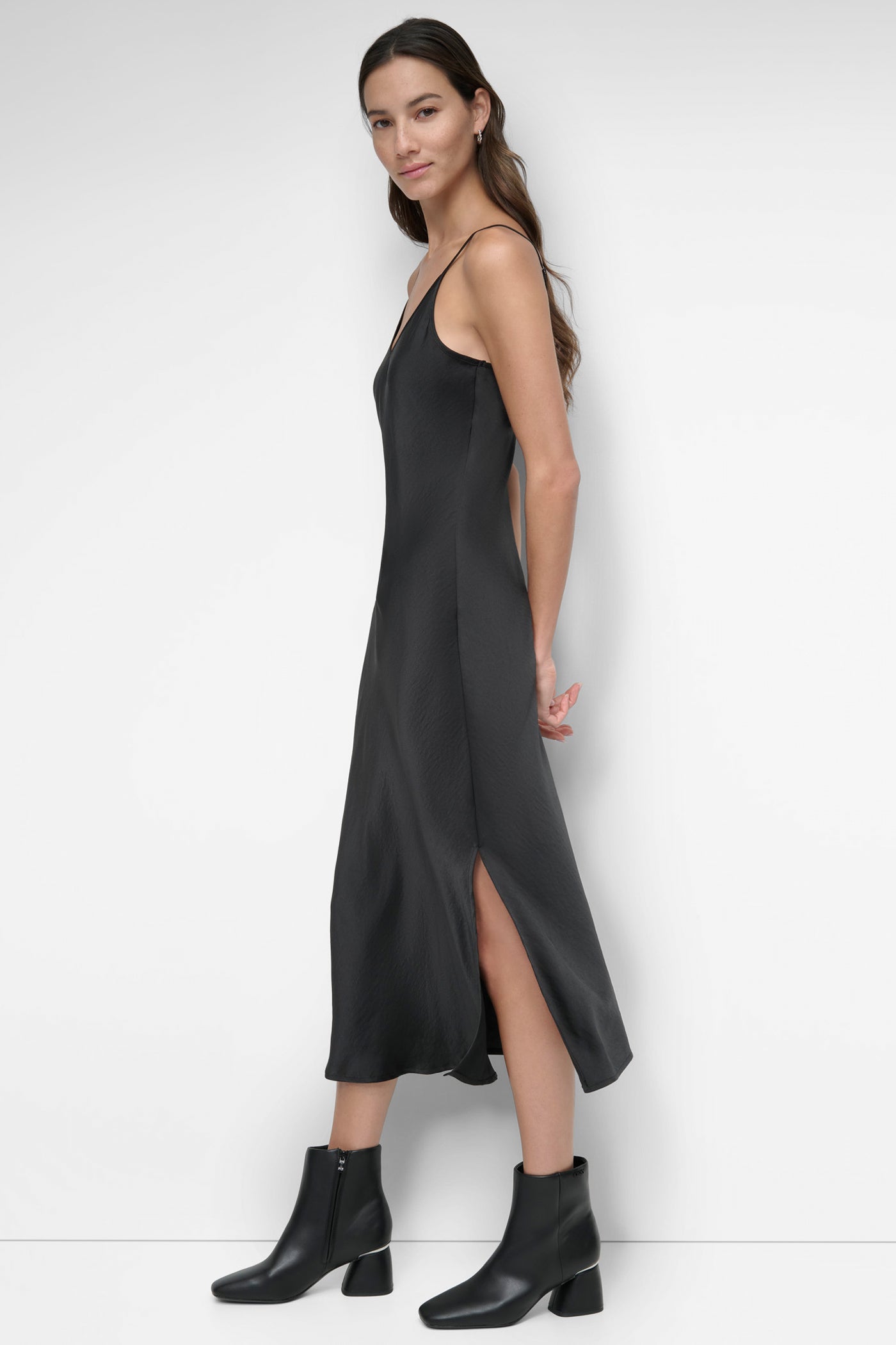 HIGH-SPLIT MIDI SLIP DRESS VIEW 4 | DKNY JEANS
