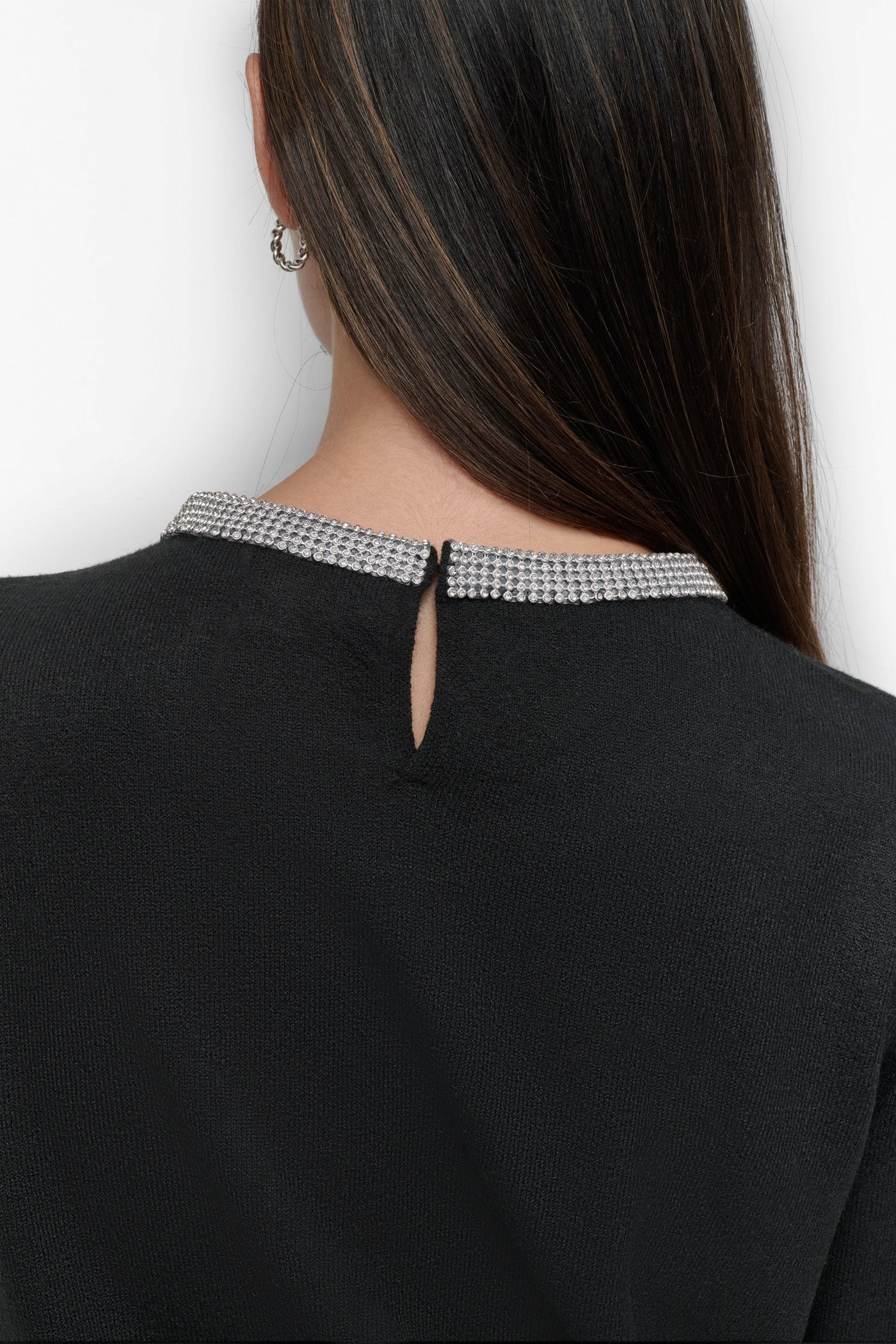 CREW NECK WITH RHINESTONE TRIM AT NECK VIEW 5 | Cyber Deals