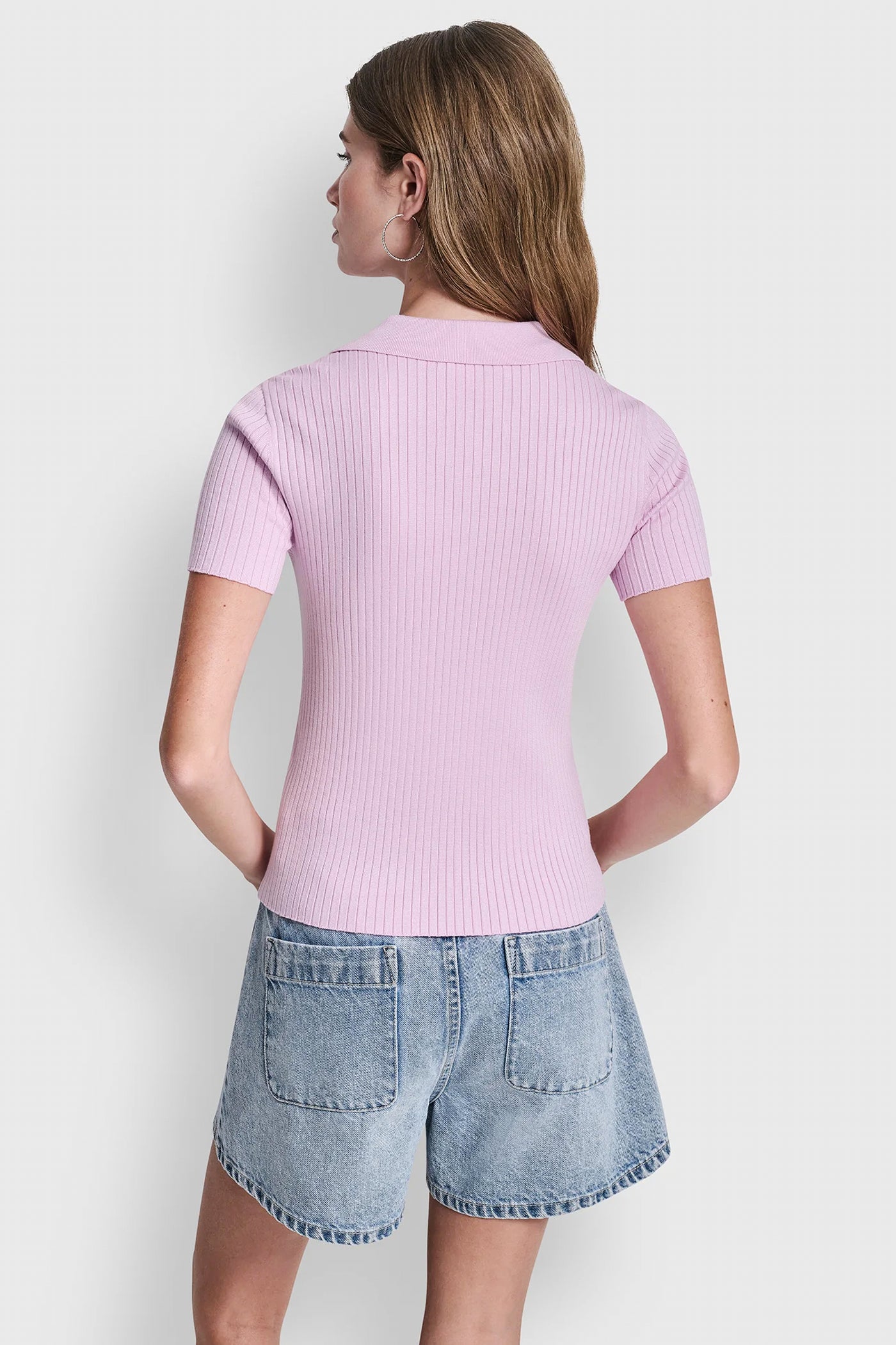 RIBBED POLO WITH RHINESTONE BUTTONS VIEW 4 | SALE CLOTHING