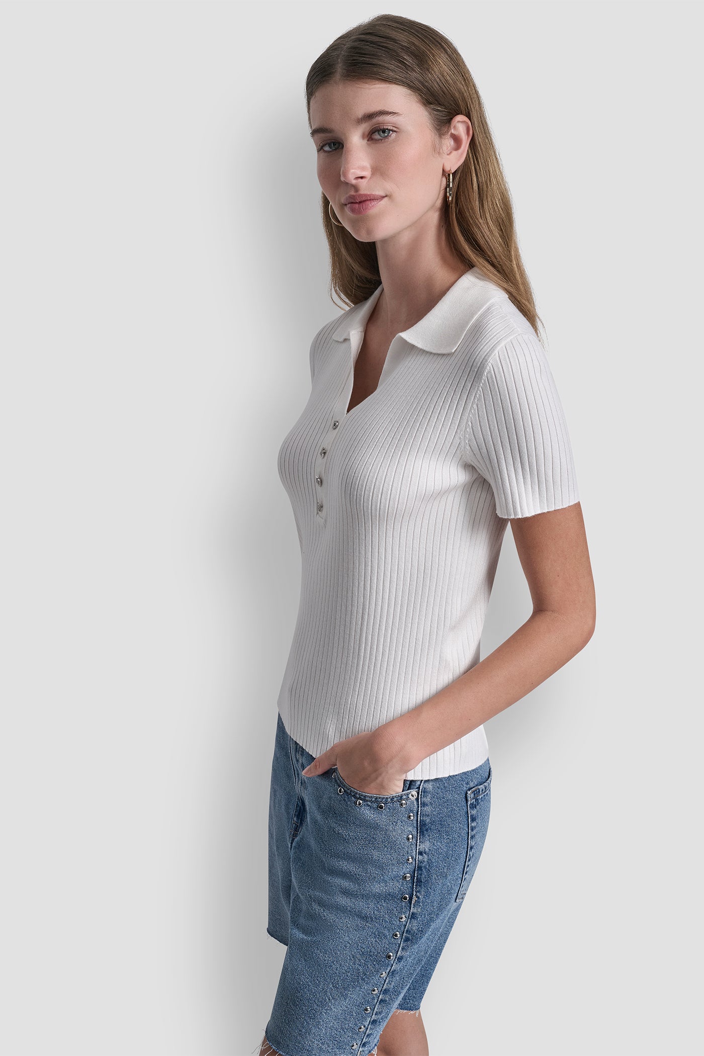 ribbed polo sweater-dress with jewel buttons Brave Soul radu knitted polo sweater dress in sage green