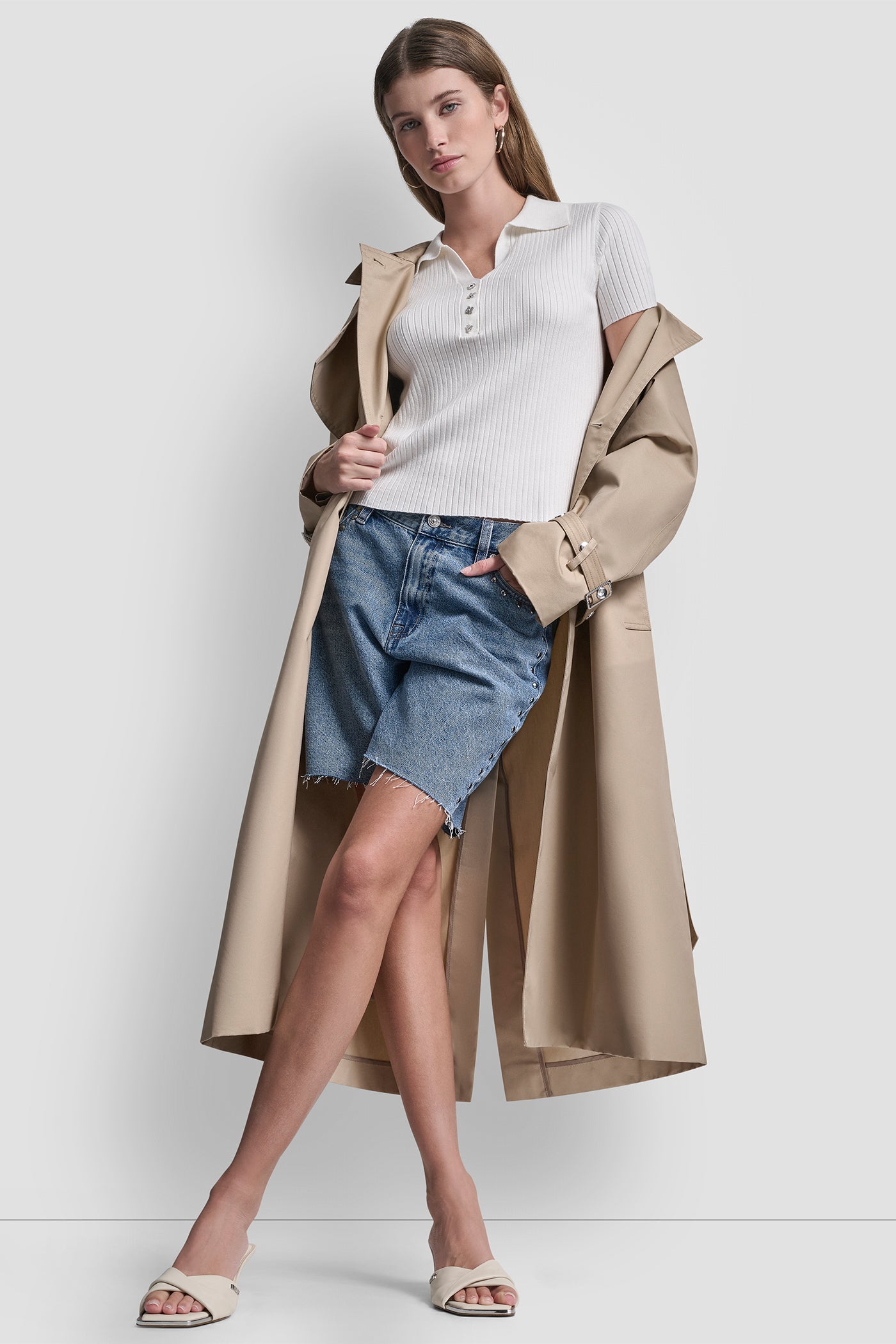 RIBBED POLO WITH RHINESTONE BUTTONS VIEW 5 | Spring 2026 Campaign