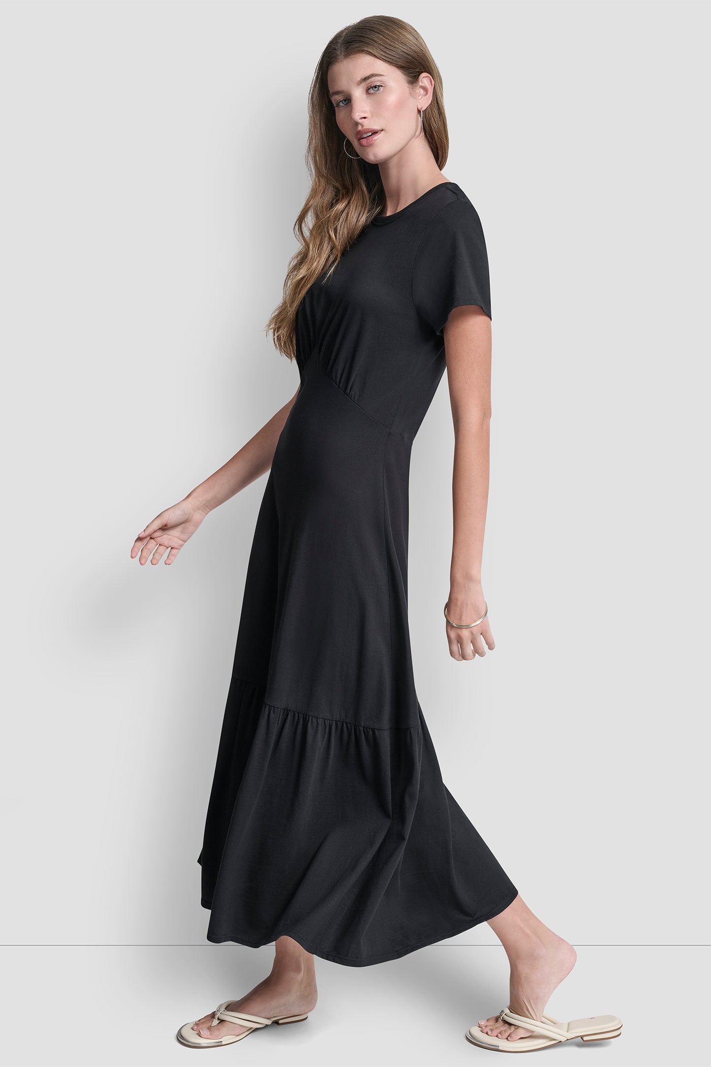 dkny long black dress Frayed Linen Maxi Dress | A-Line Dress