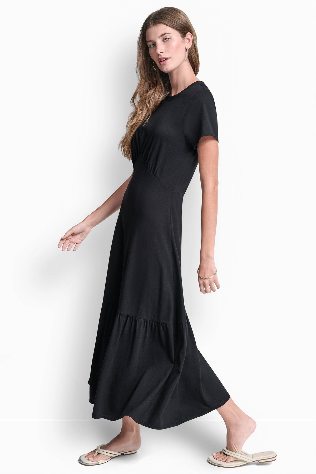 RUCHED BODICE TIERED MAXI DRESS VIEW 2