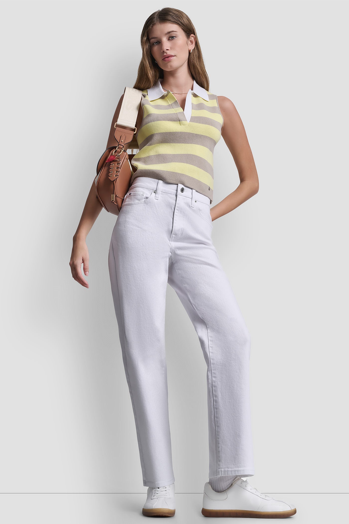 STRIPED SLEVELESS POLO SWEATER VIEW 6 | DKNY JEANS