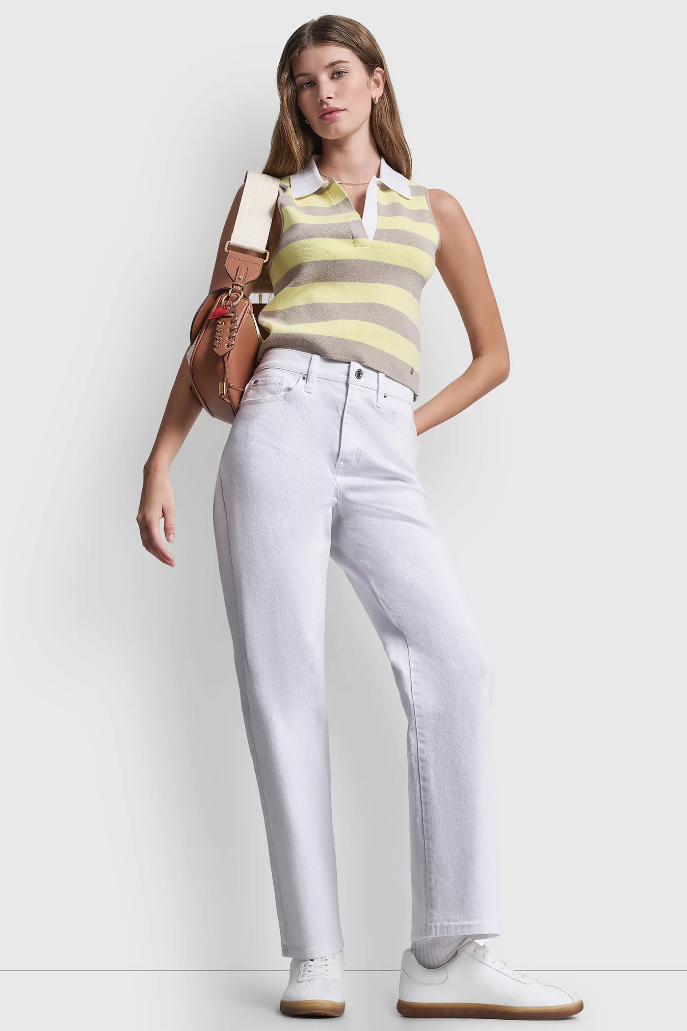 STRIPED SLEVELESS POLO SWEATER VIEW 7 | Tees & Tanks