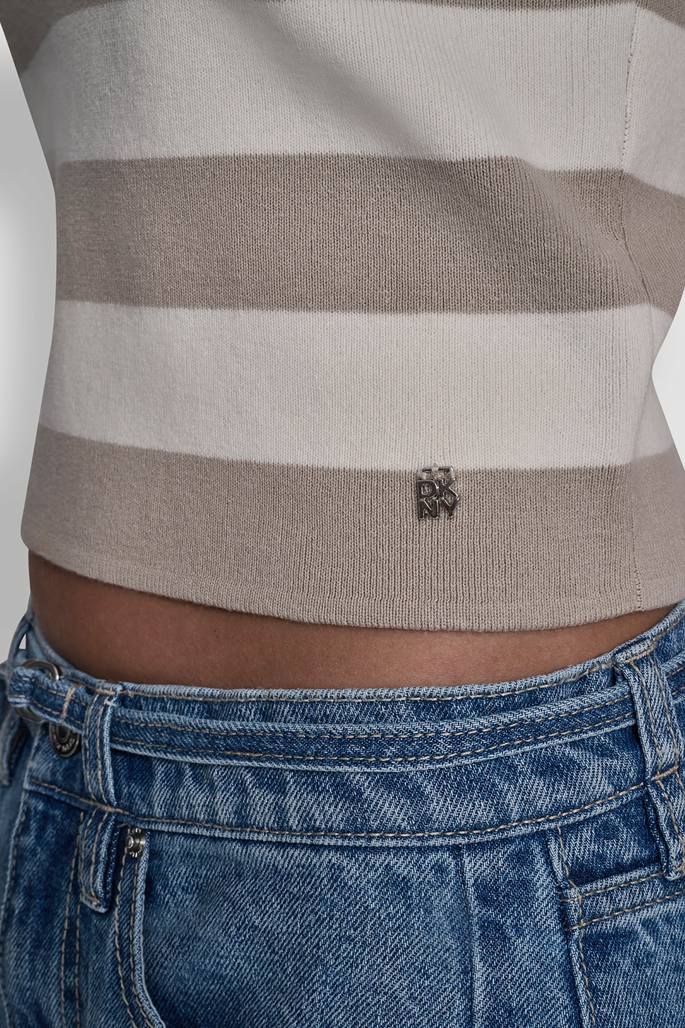 STRIPED SLEEVELESS POLO SWEATER VIEW 7 | DKNY JEANS