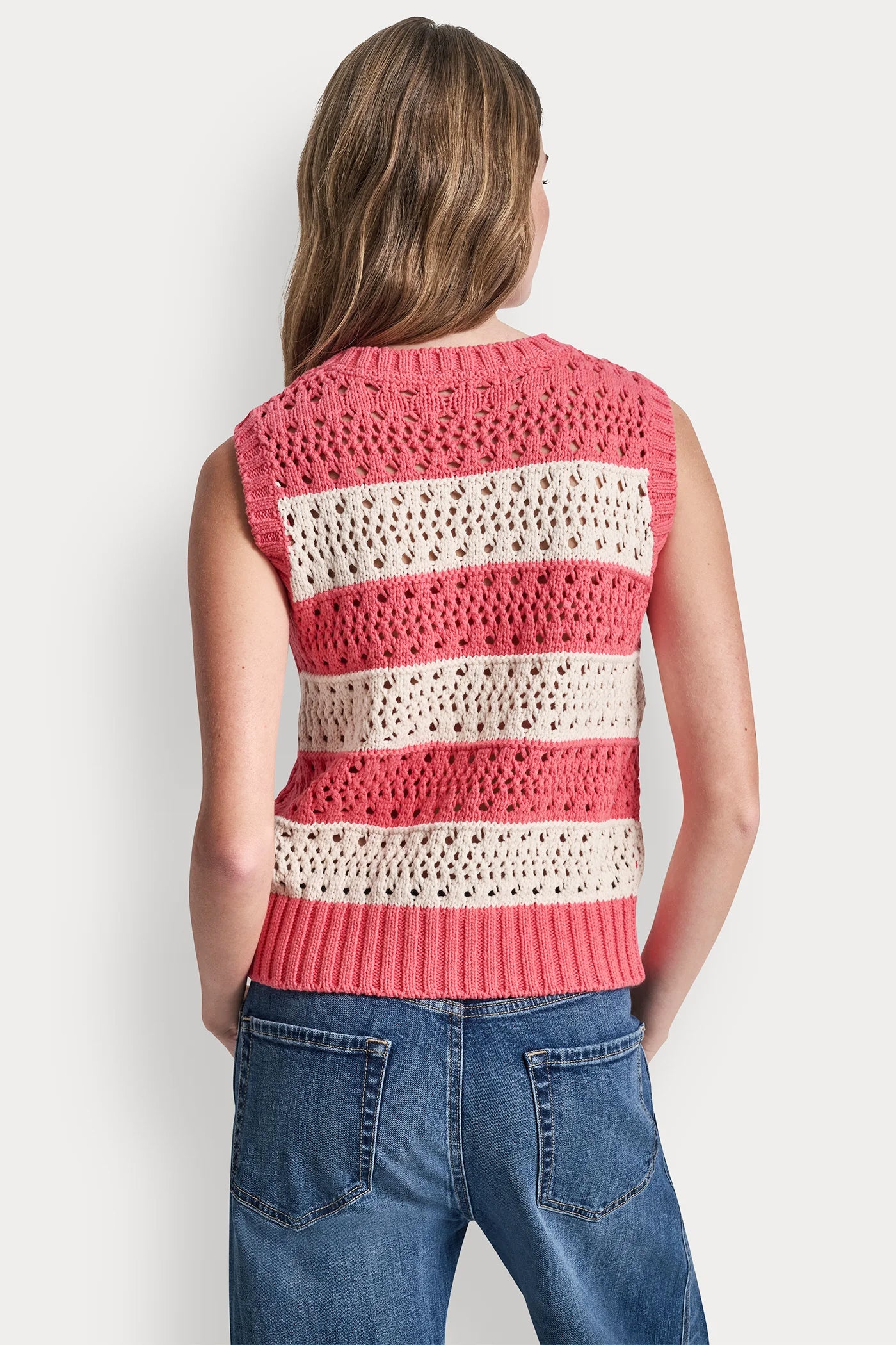 STRIPED POINTELLE STITCH SWEATER VIEW 3 | SALE CLOTHING
