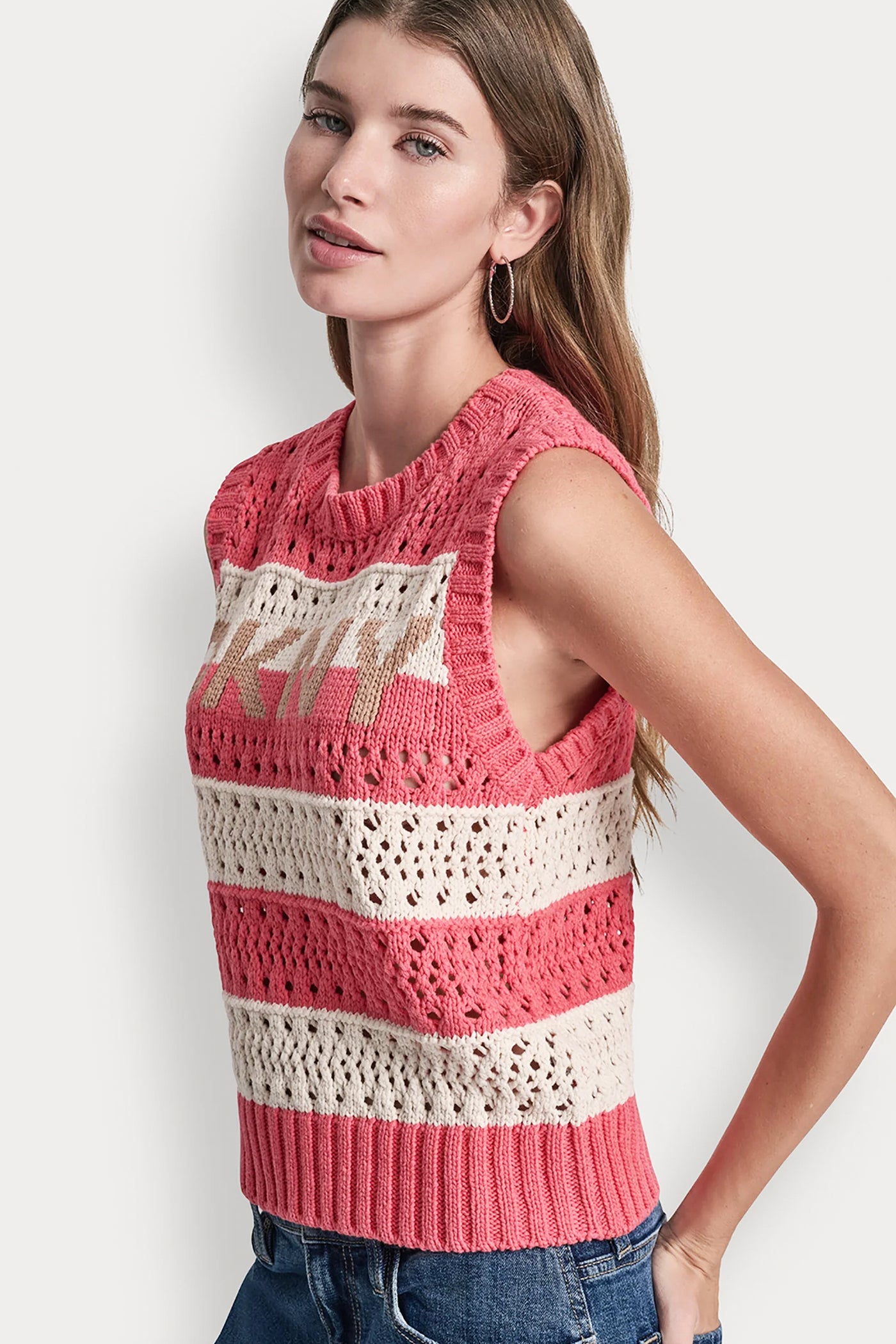 STRIPED POINTELLE STITCH SWEATER VIEW 4 | SALE CLOTHING