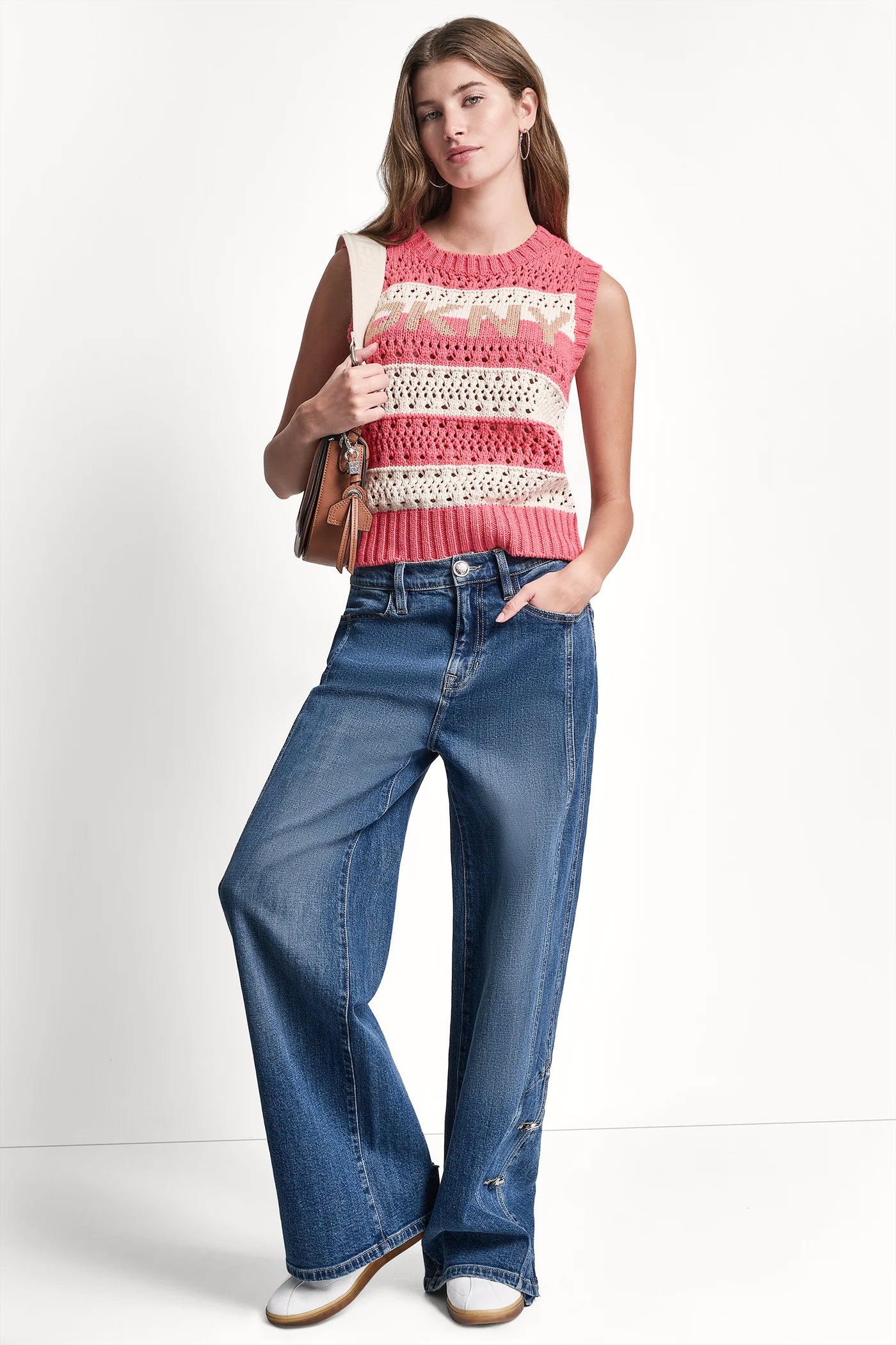 STRIPED POINTELLE STITCH SWEATER VIEW 6 | SALE CLOTHING