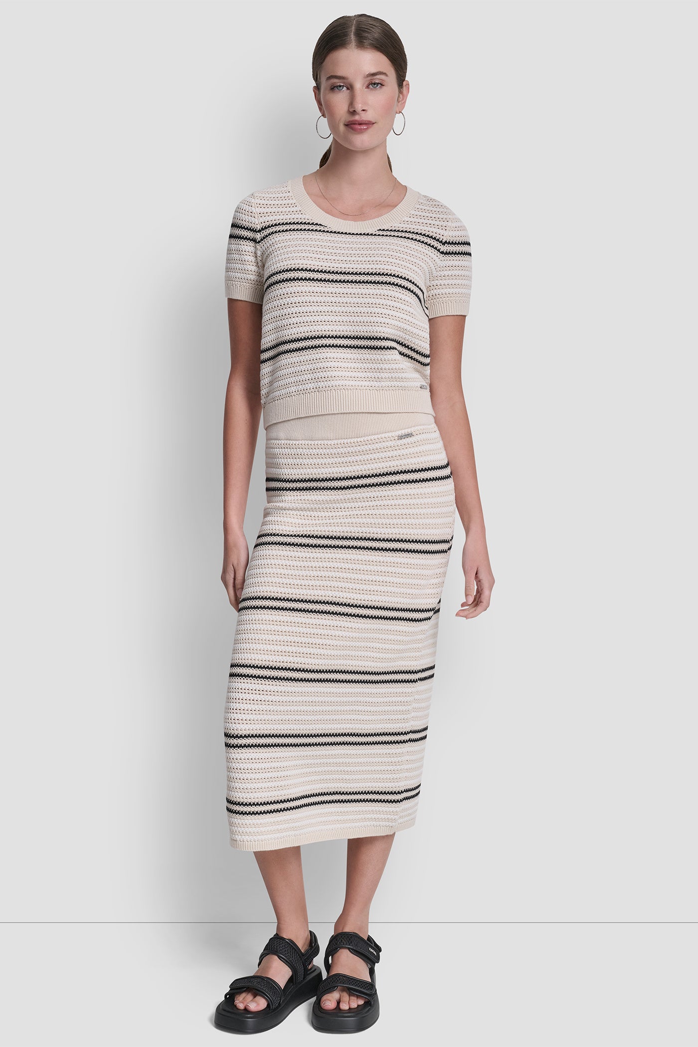 STRIPED POINTELLE STITCH SWEATER VIEW 4 | The Vacation Edit