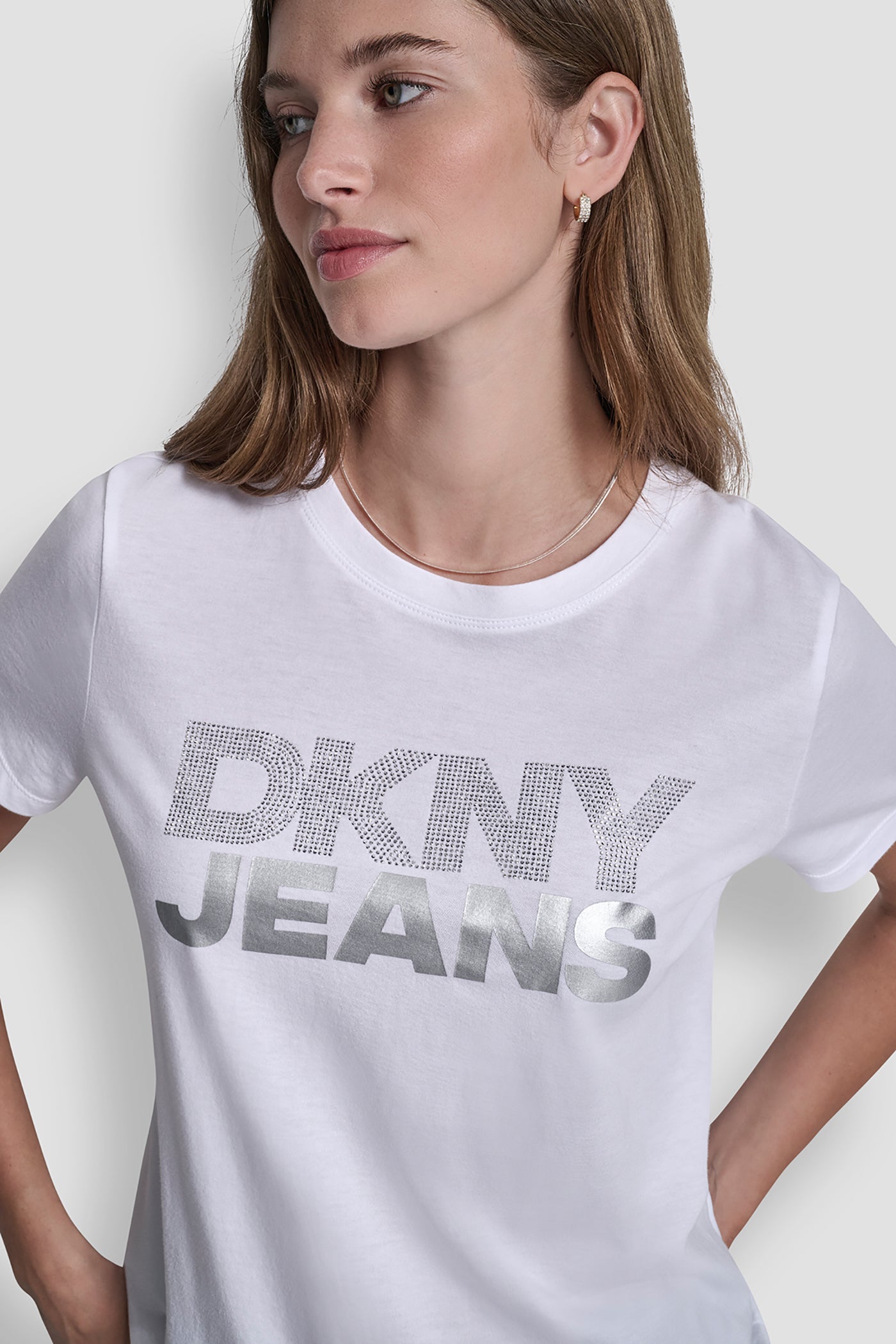 DKNY JEANS STACKED RHINESTONE TEE VIEW 7 | Tees & Tanks