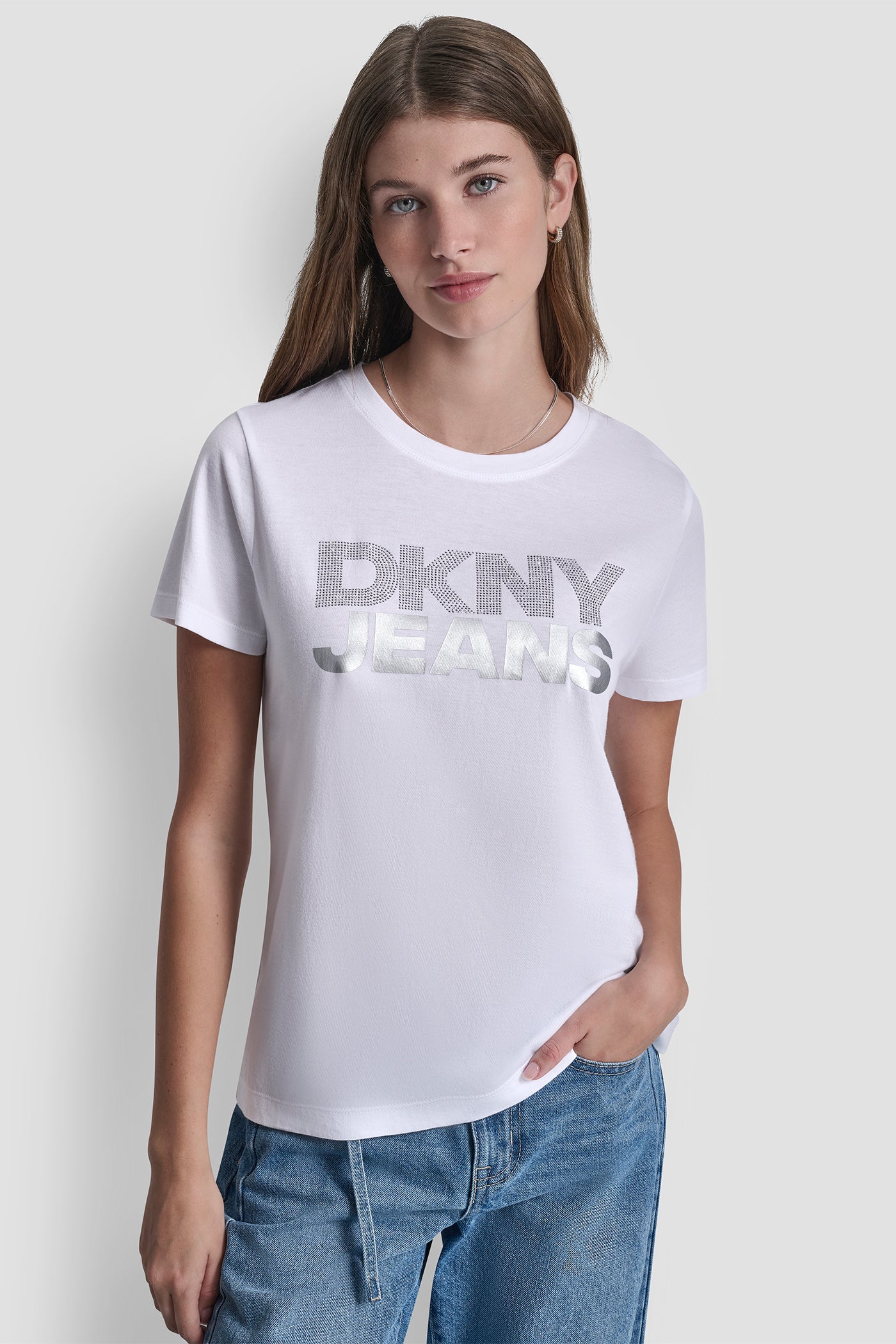 DKNY JEANS STACKED RHINESTONE TEE VIEW 1 | Tees & Tanks