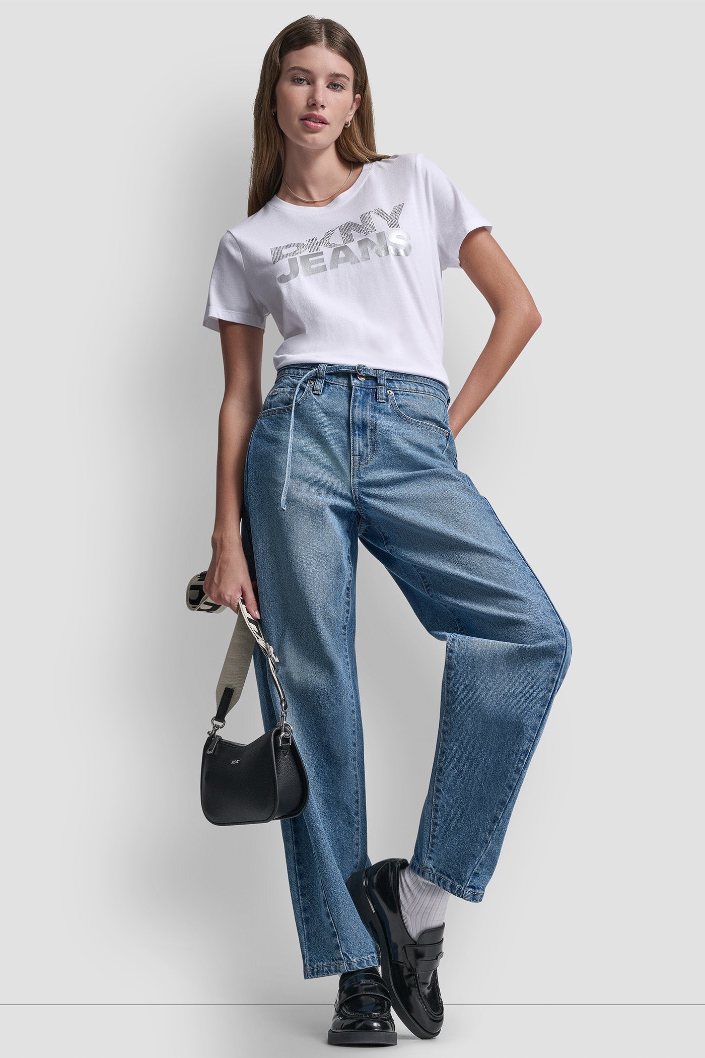 DKNY JEANS STACKED RHINESTONE TEE VIEW 6 | Tees & Tanks