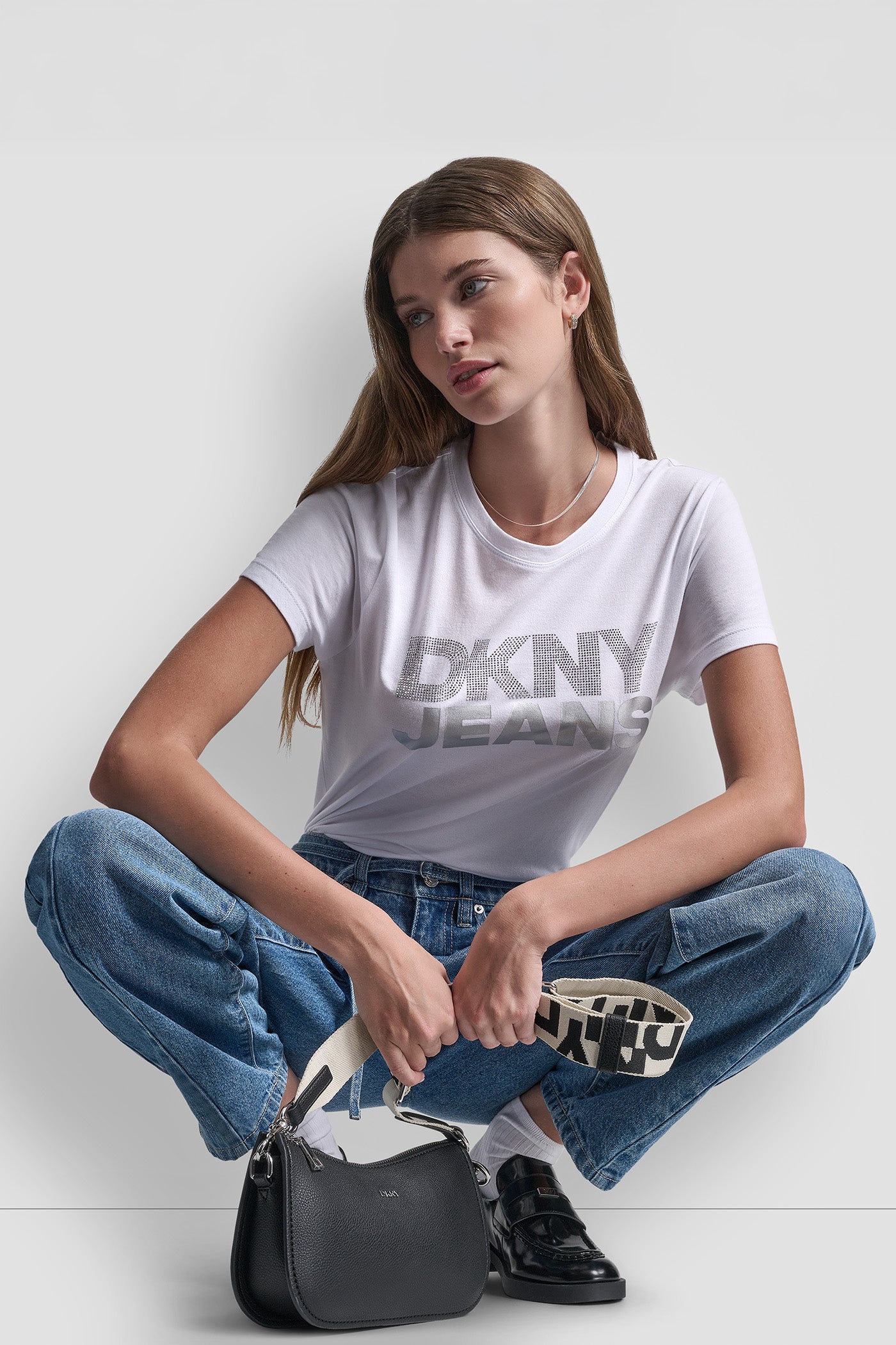 DKNY JEANS STACKED RHINESTONE TEE VIEW 8 | Tees & Tanks