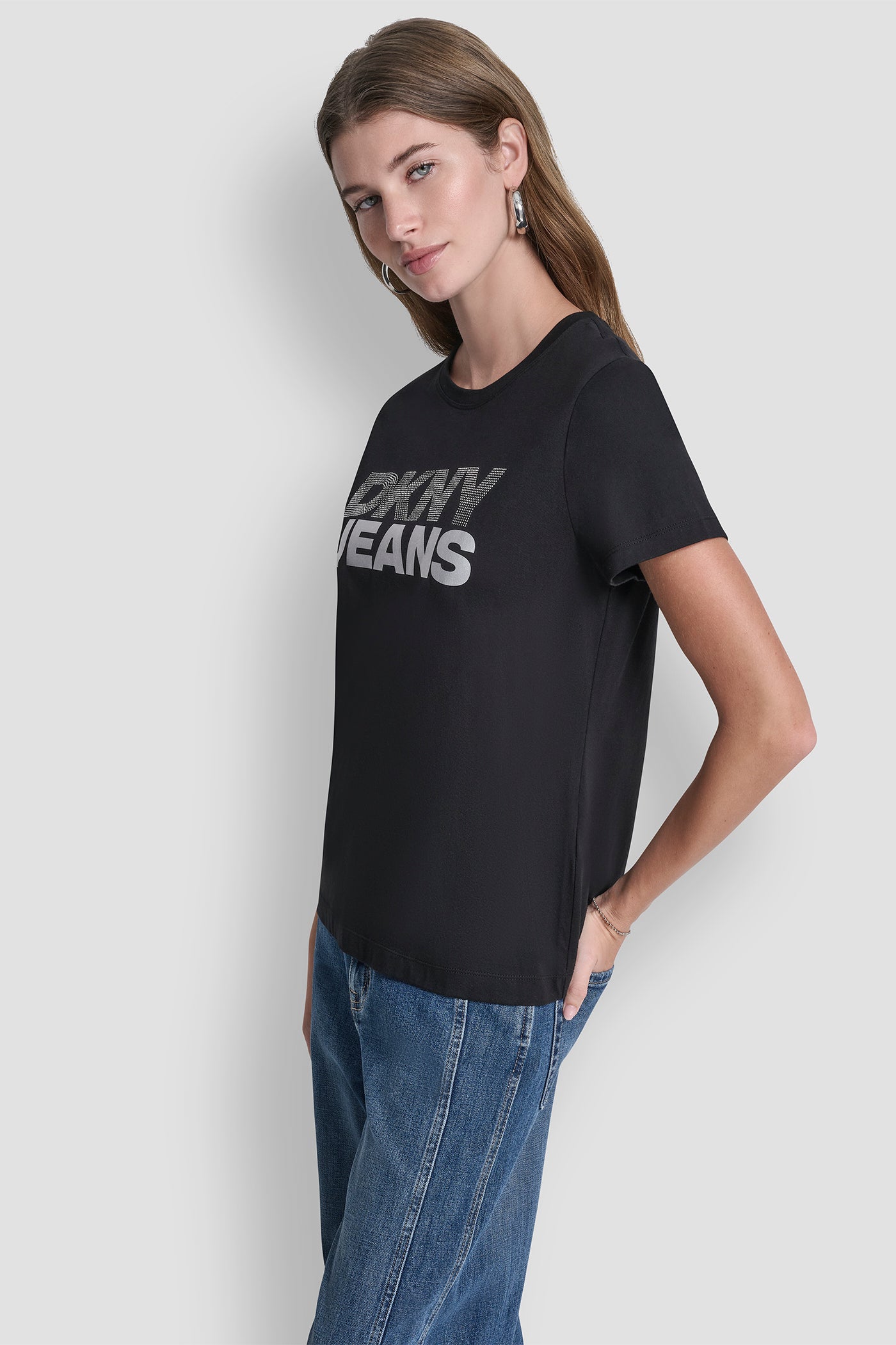 DKNY JEANS STACKED RHINESTONE TEE VIEW 3 | Tees & Tanks
