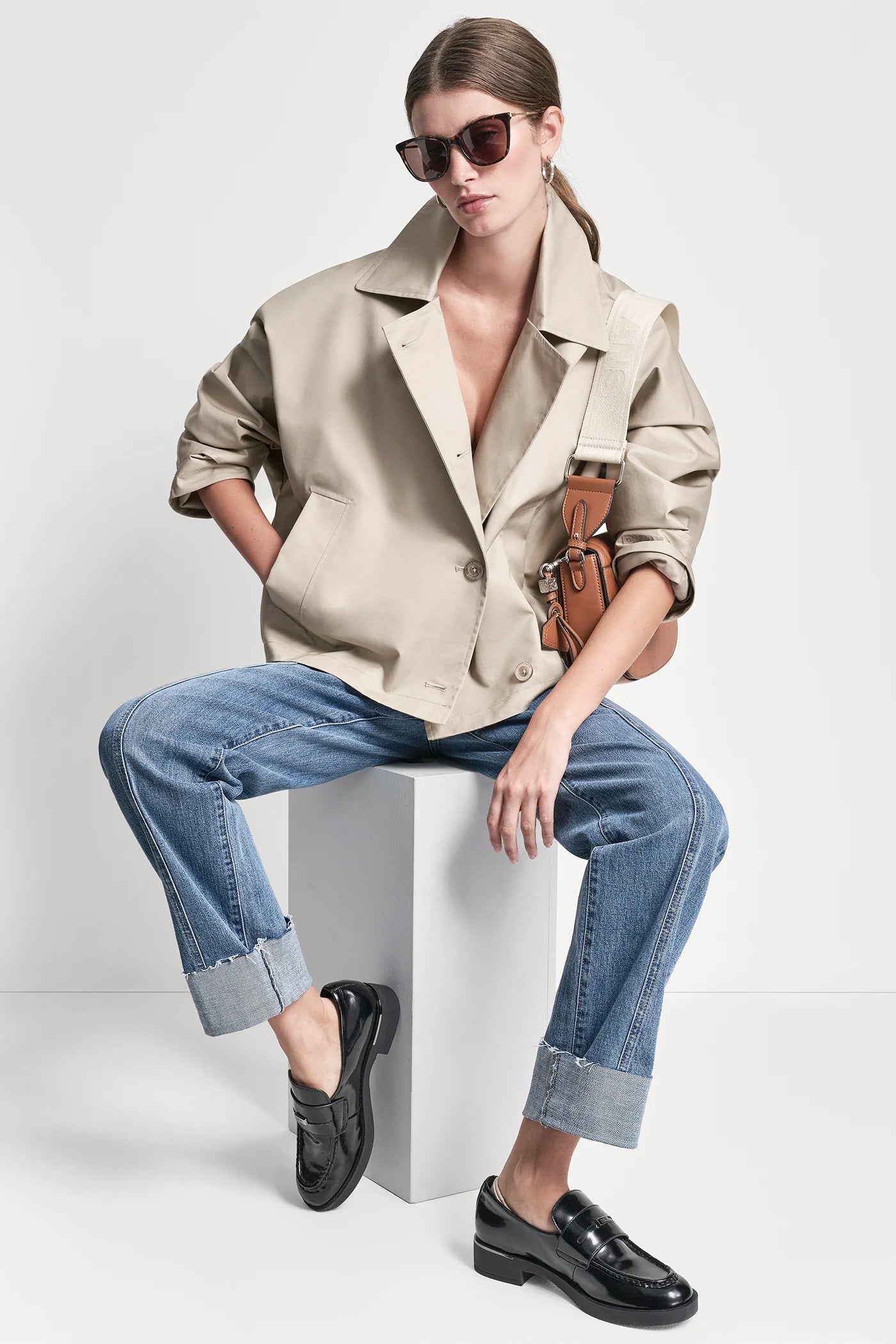 Pebble SINGLE-BREASTED MILITARY SHORT TRENCH, VIEW 1 | WOMENS COATS & JACKETS