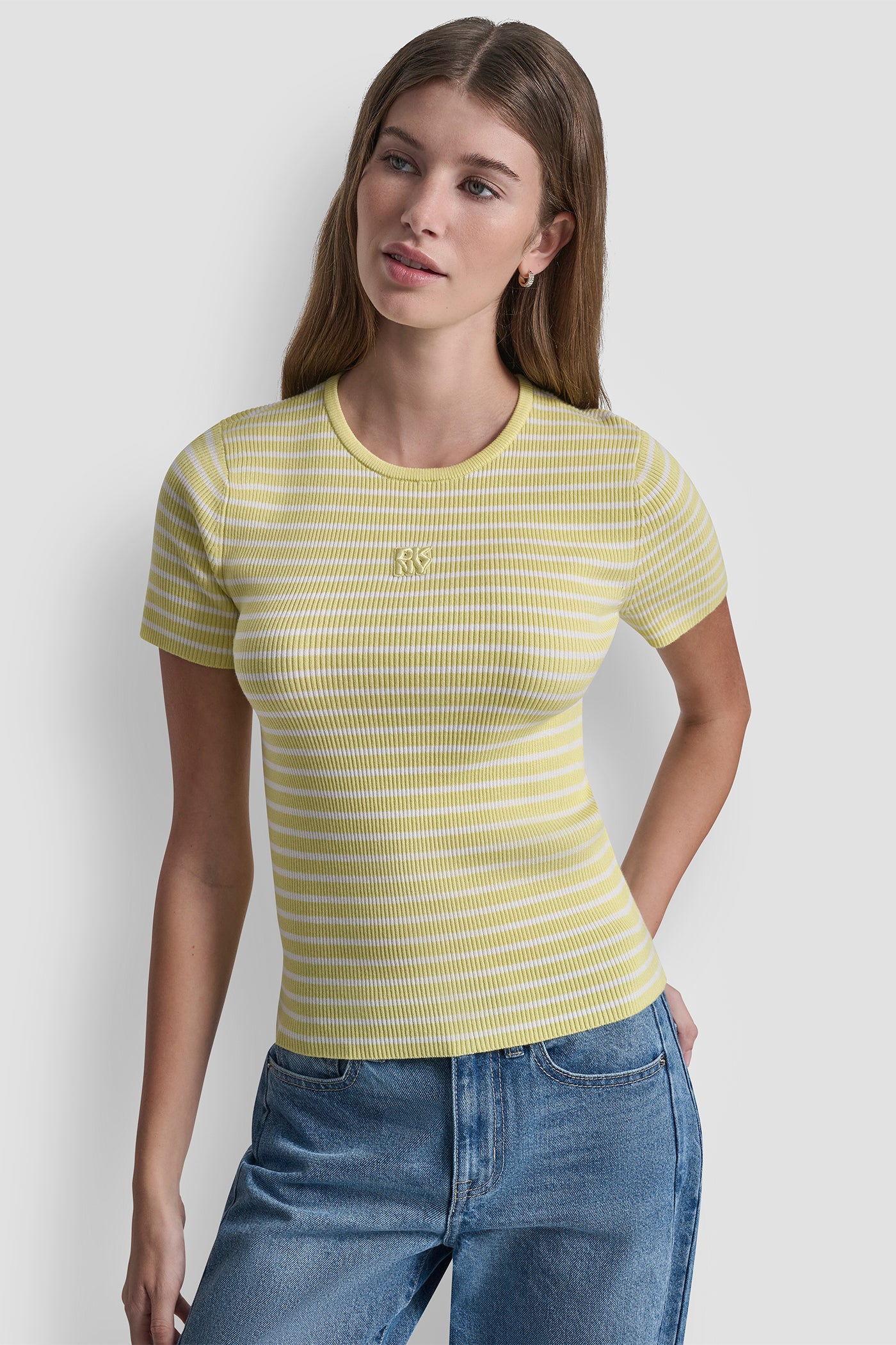 CREW NECK STRIPED TEE VIEW 1 | Tees & Tanks