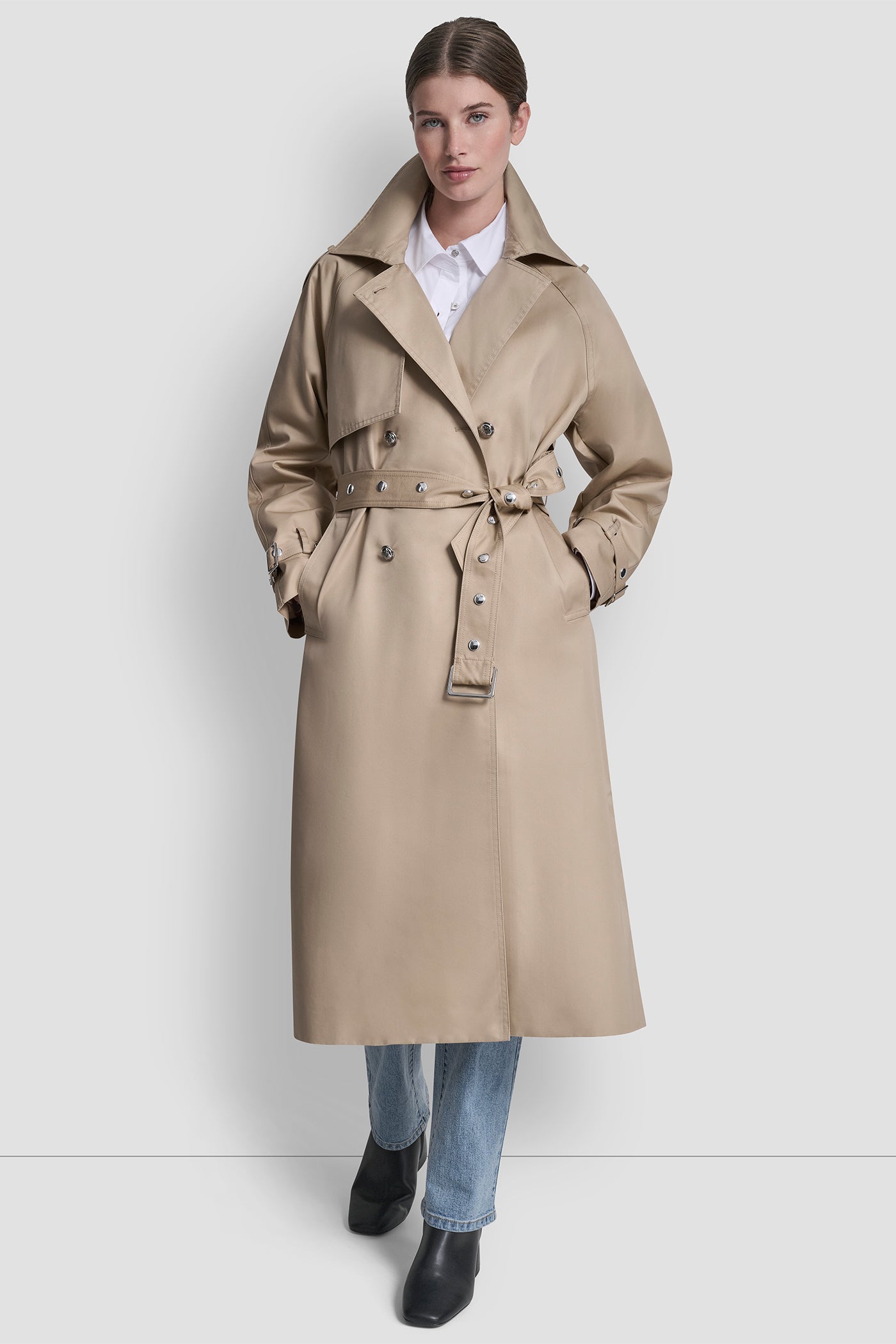 LONG DOUBLE BREASTED BELTED TRENCH VIEW 8 | All Products