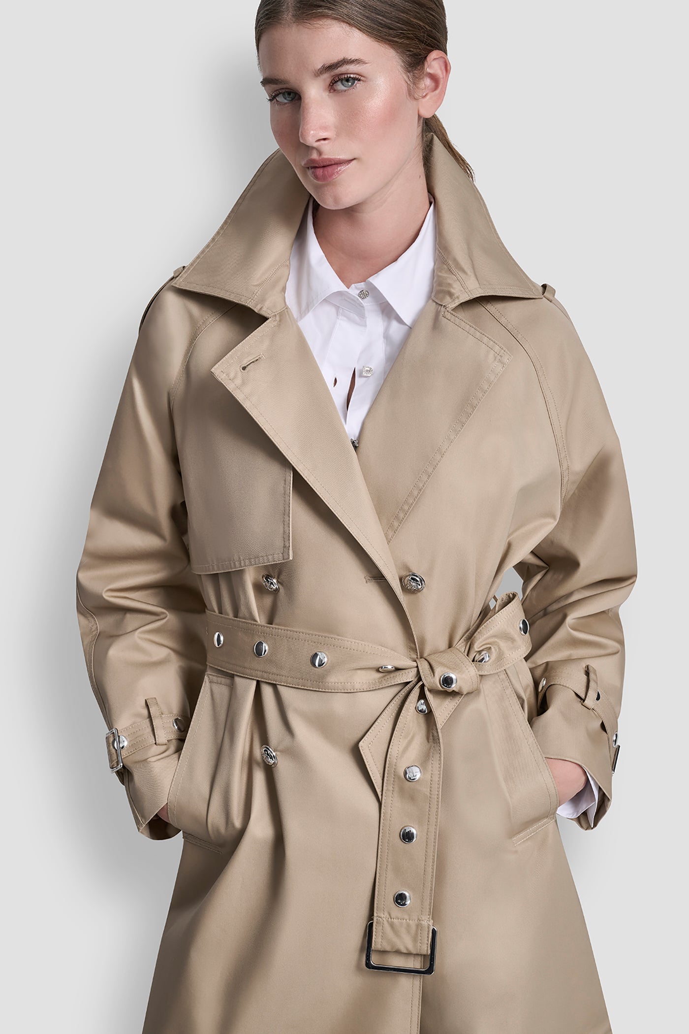 LONG DOUBLE BREASTED BELTED TRENCH VIEW 4 | All Products