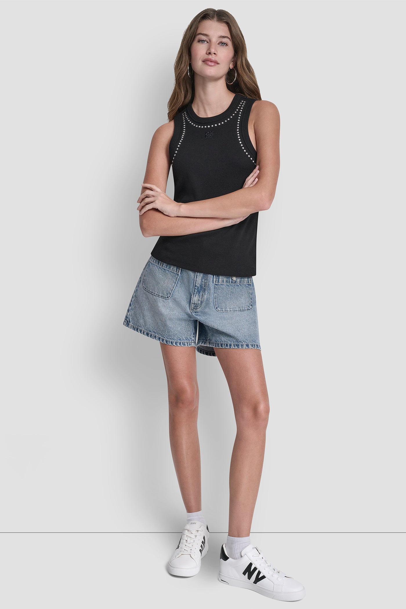 トップス Pigment Processing Studs Tank Top Ribbed Daily Tank - Carbon Pigment | James Perse Los Angeles