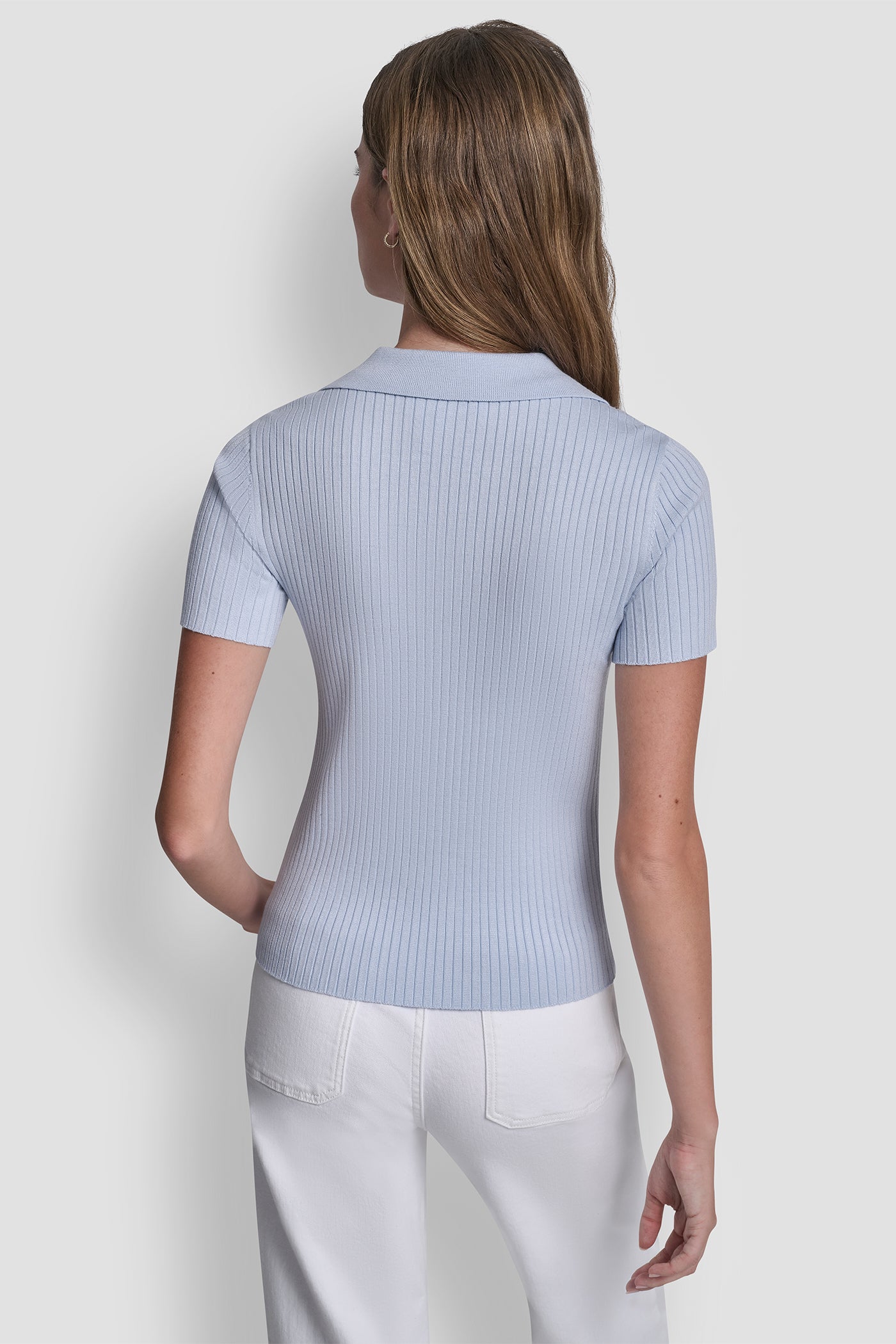 RIBBED POLO WITH RHINESTONE BUTTONS VIEW 3 | Clothing