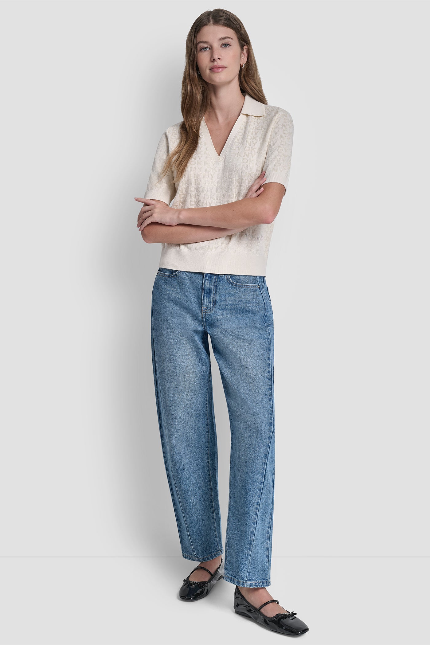 POLO COLLAR SWEATER WITH RHINESTONE LOGO VIEW 5 | All Products