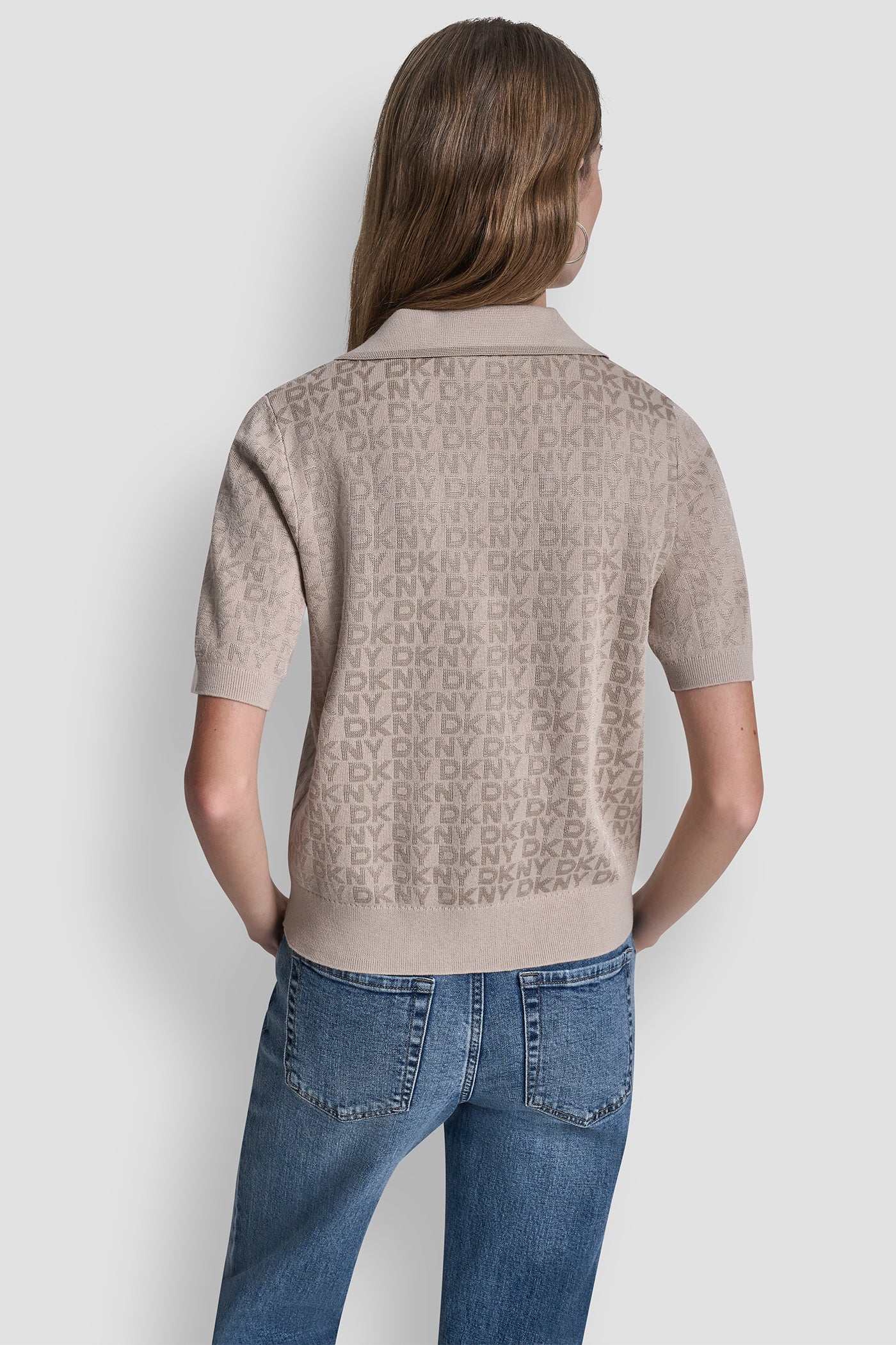 POLO COLLAR SWEATER WITH RHINESTONE LOGO VIEW 3 | All Products