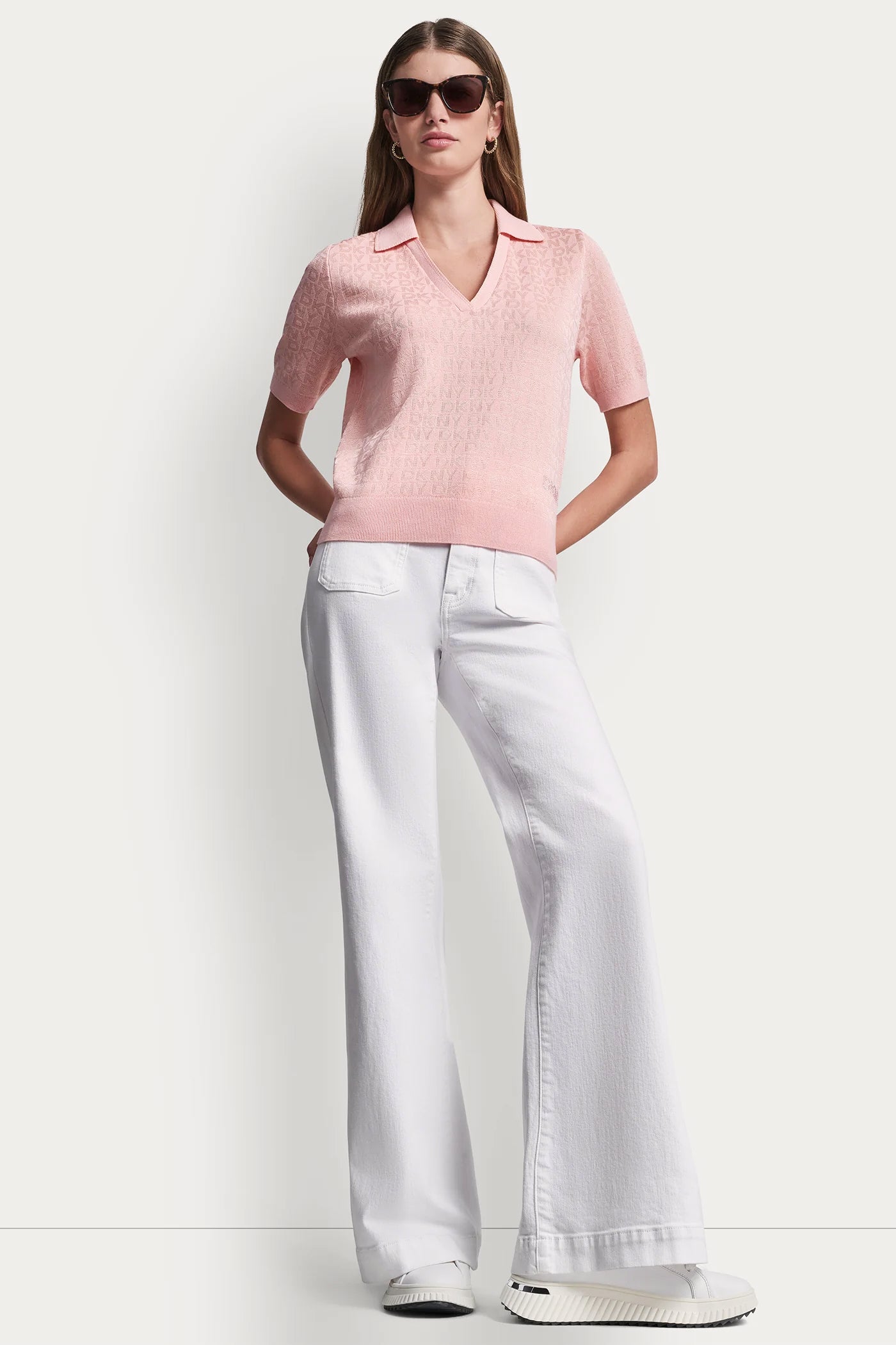 POLO COLLAR SWEATER WITH RHINESTONE LOGO VIEW 5 | Spring 2026