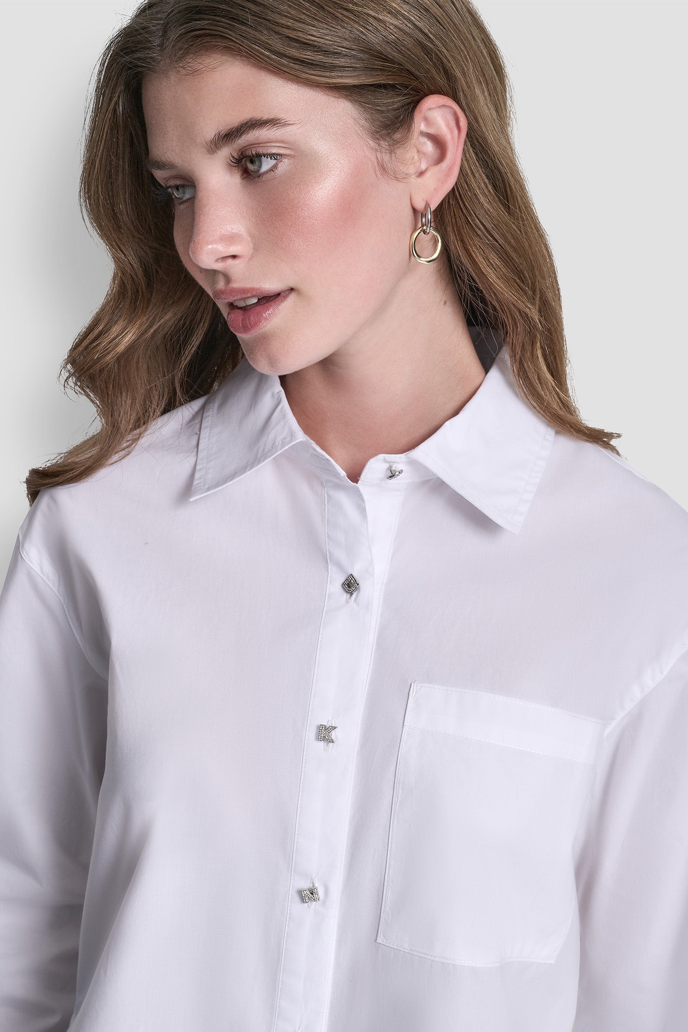 POPLIN SHIRT WITH RHINESTONE BUTTONS VIEW 6 | New Arrivals