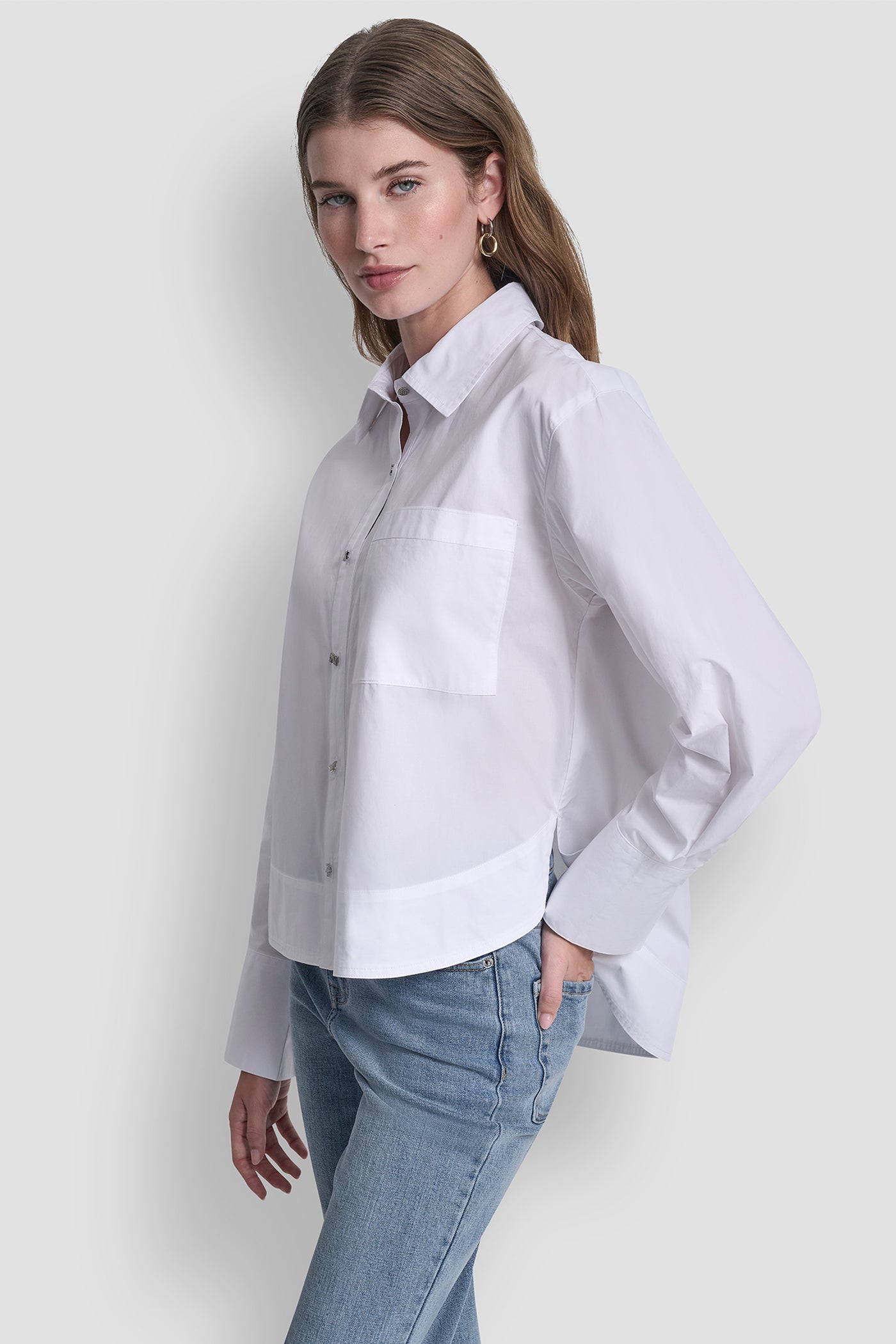 POPLIN SHIRT WITH RHINESTONE BUTTONS VIEW 4 | New Arrivals