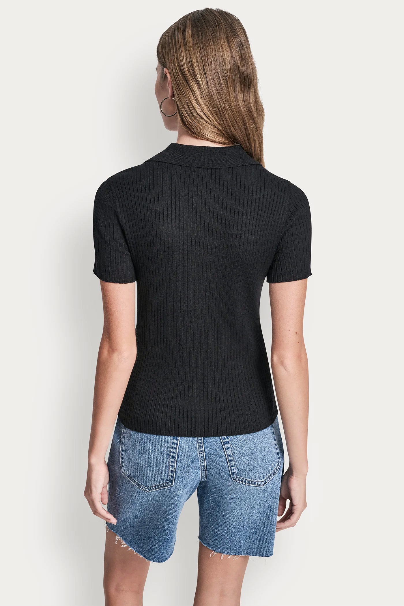 RIBBED POLO WITH RHINESTONE BUTTONS VIEW 3 | MUST-HAVES