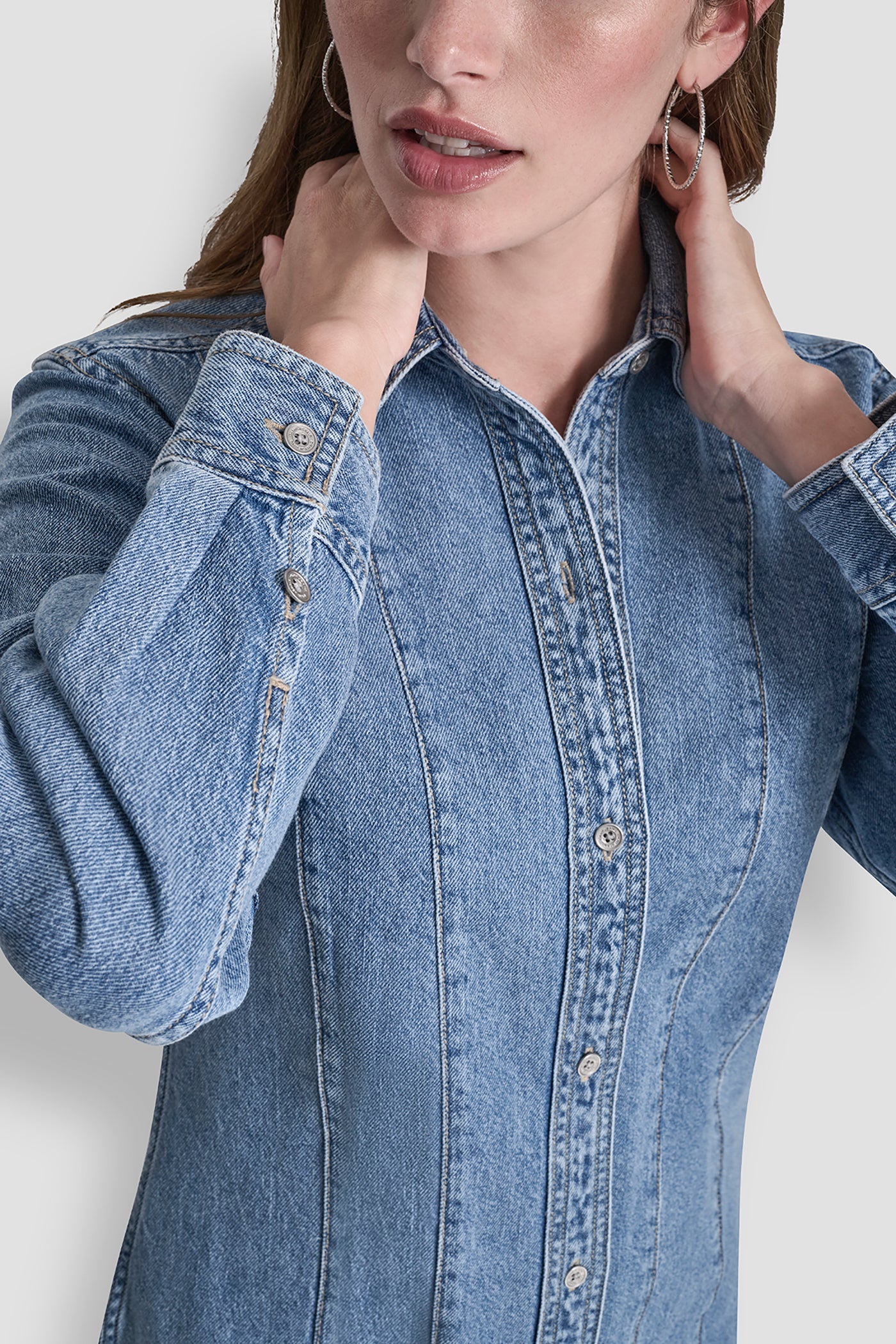 SEAMED A-LINE DRESS VIEW 4 | Denim Destination