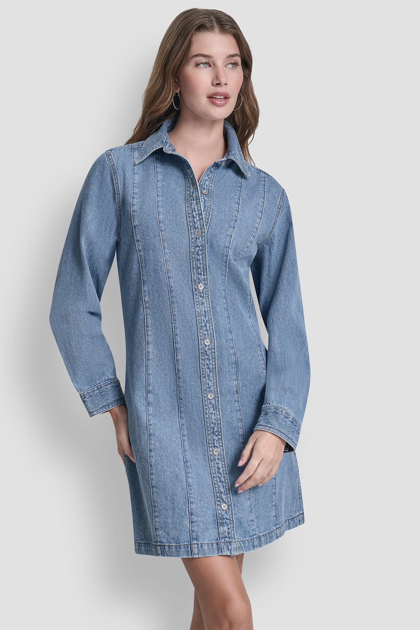Seamed A Line Dress | Shirt Dress | DKNY Seamed A Line Dress | Shirt Dress | DKNY