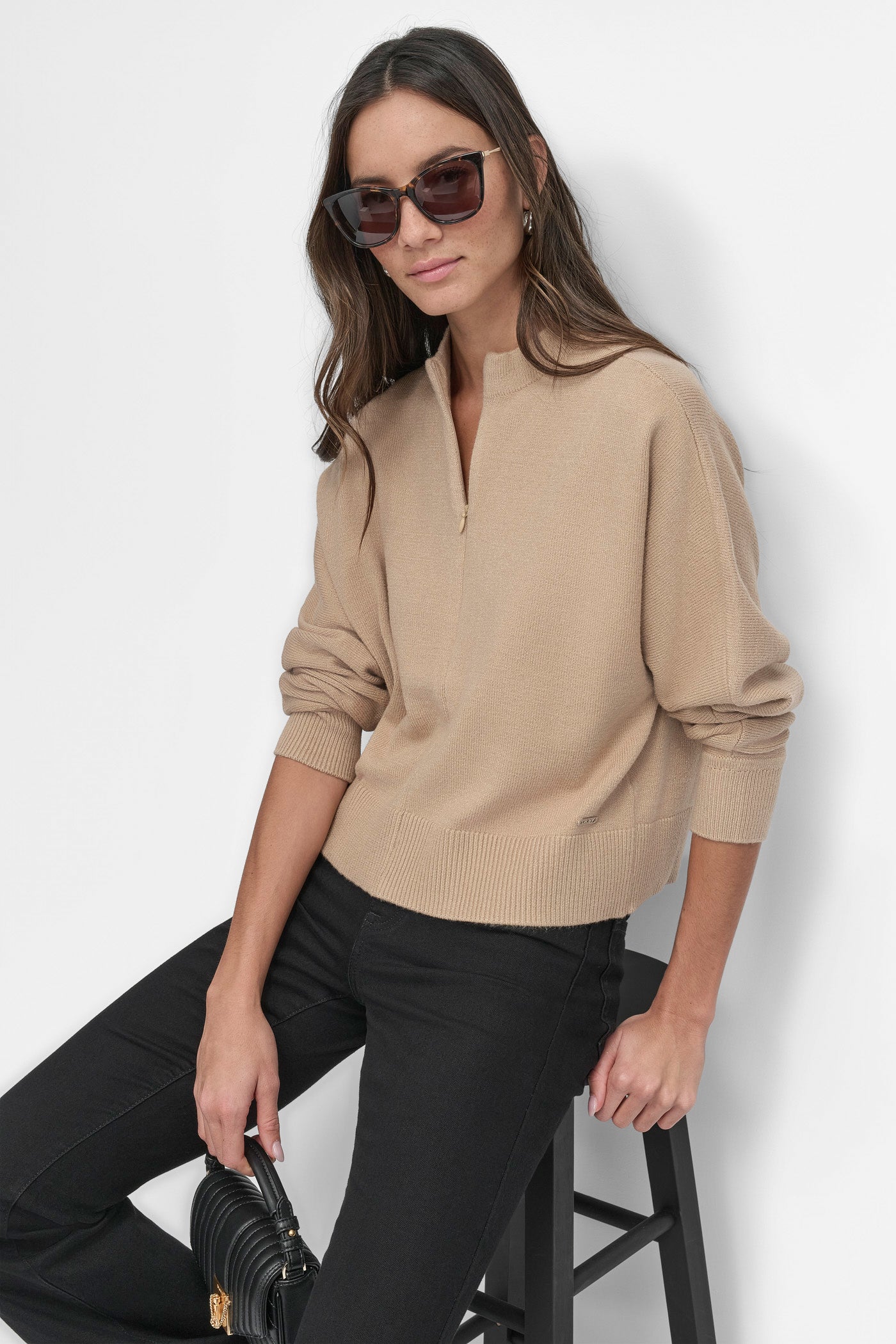 MOCK NECK HALF ZIP FRONT TOP VIEW 5 | Not Clearance or Preorder
