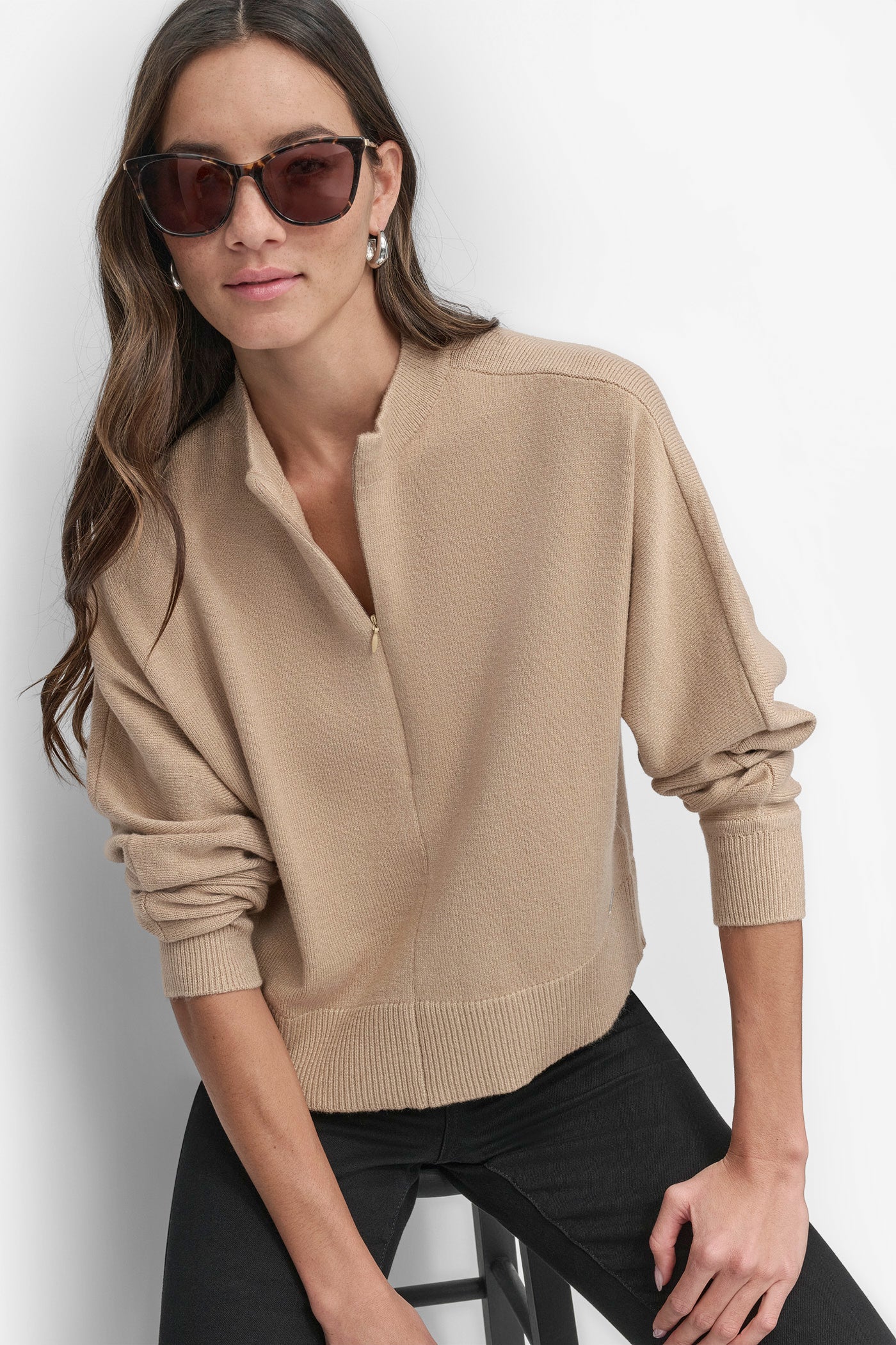 MOCK NECK HALF ZIP FRONT TOP VIEW 6 | Not Clearance or Preorder