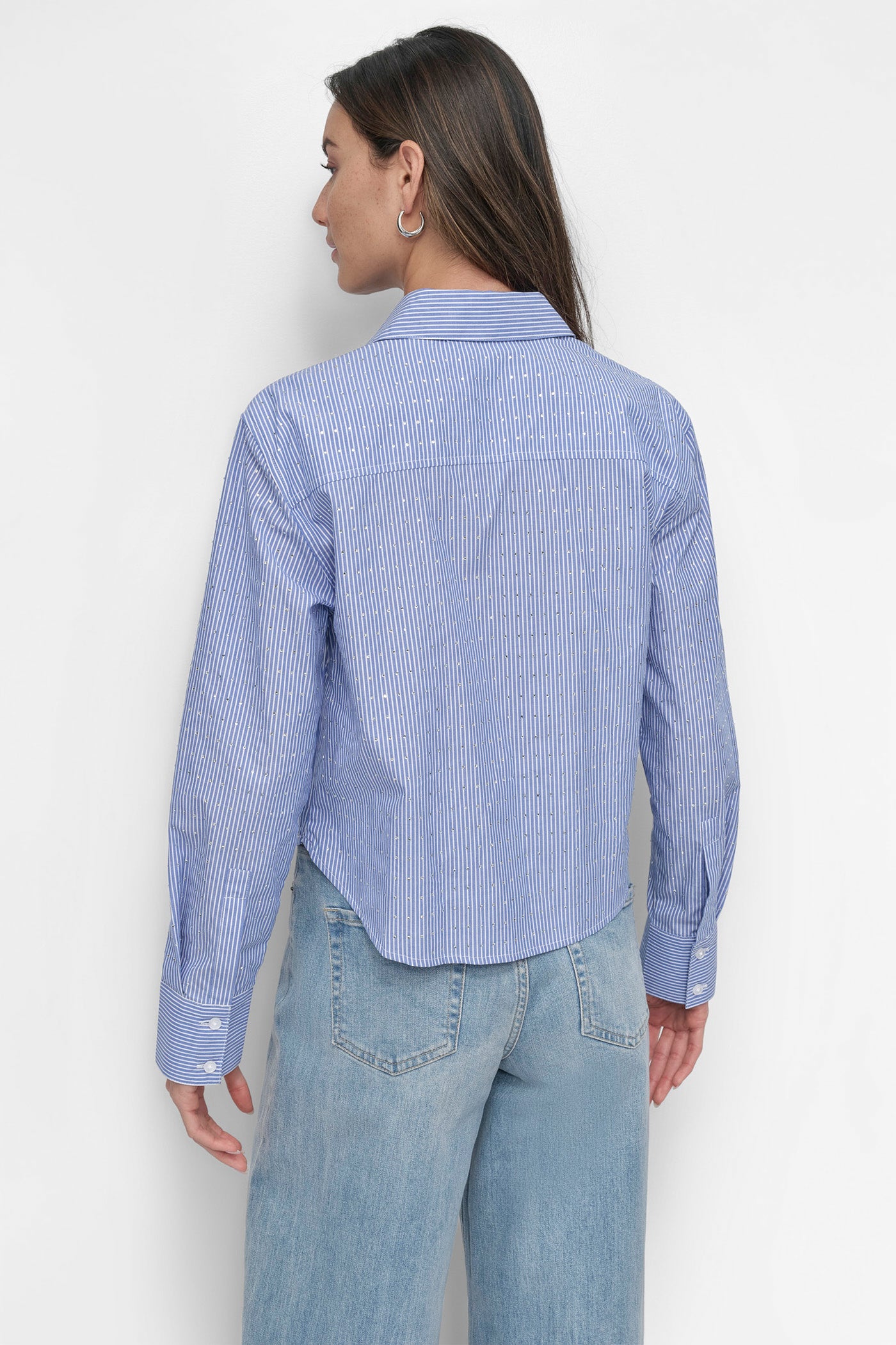 Blue Bell Combo STRIPED POPILIN STUDDED RHINESTONE TOP, BACK VIEW | Products