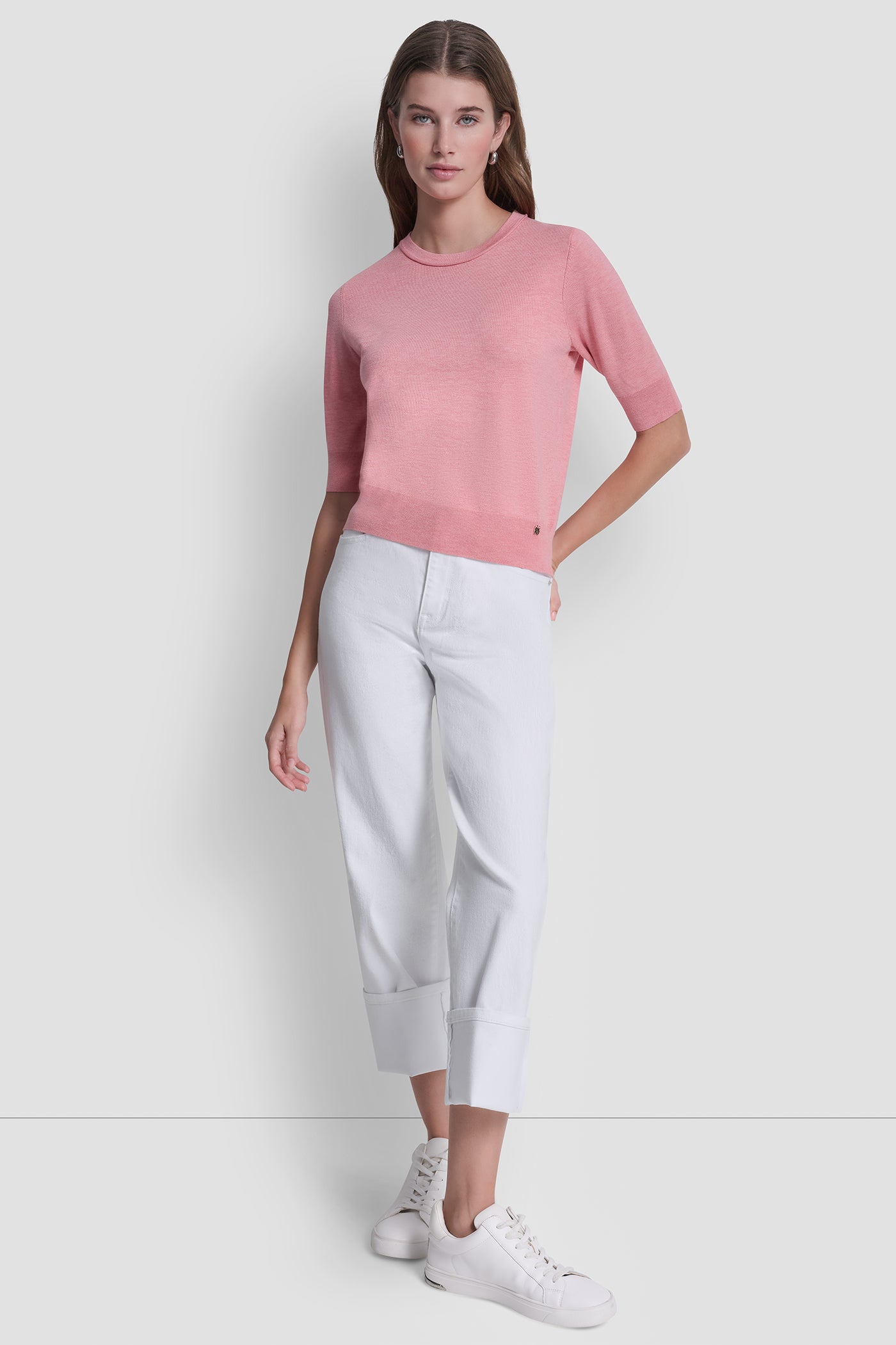 ELBOW SLEEVE CREW NECK SWEATER VIEW 5 | DKNY JEANS