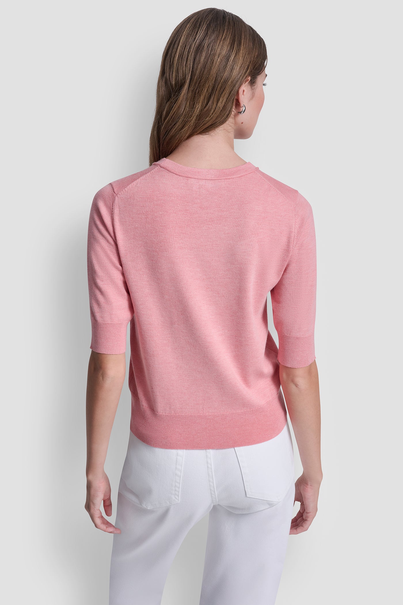 ELBOW SLEEVE CREW NECK SWEATER VIEW 3 | DKNY JEANS