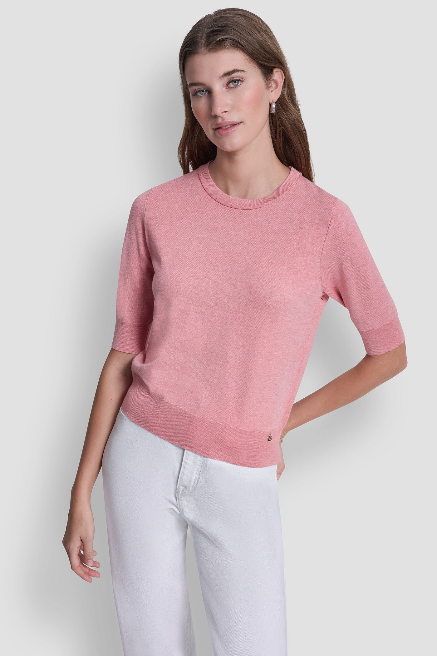 Sunkissed Heather ELBOW SLEEVE CREW NECK SWEATER, VIEW 2 | DKNY JEANS